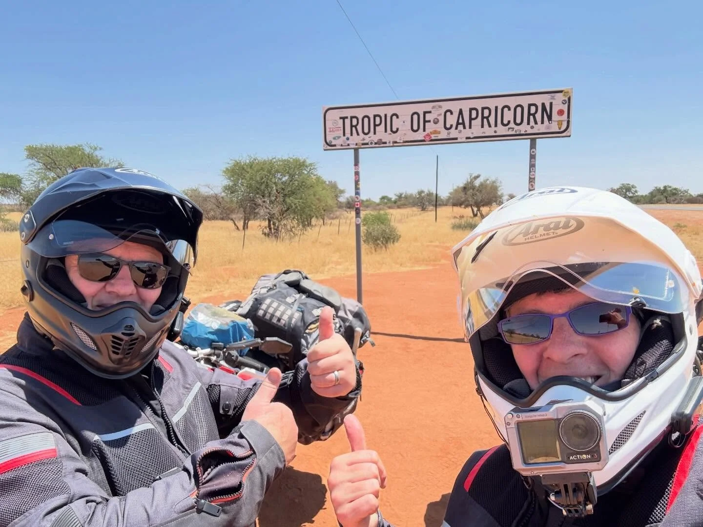 Everything cleaned (although it will need another once over before shipping) we headed back to Cape Town. 

We managed a few stops on the way and were pleased to get a photo with the Tropic of Capricorn sign with the bikes. 

Sad to leave Namibia. It