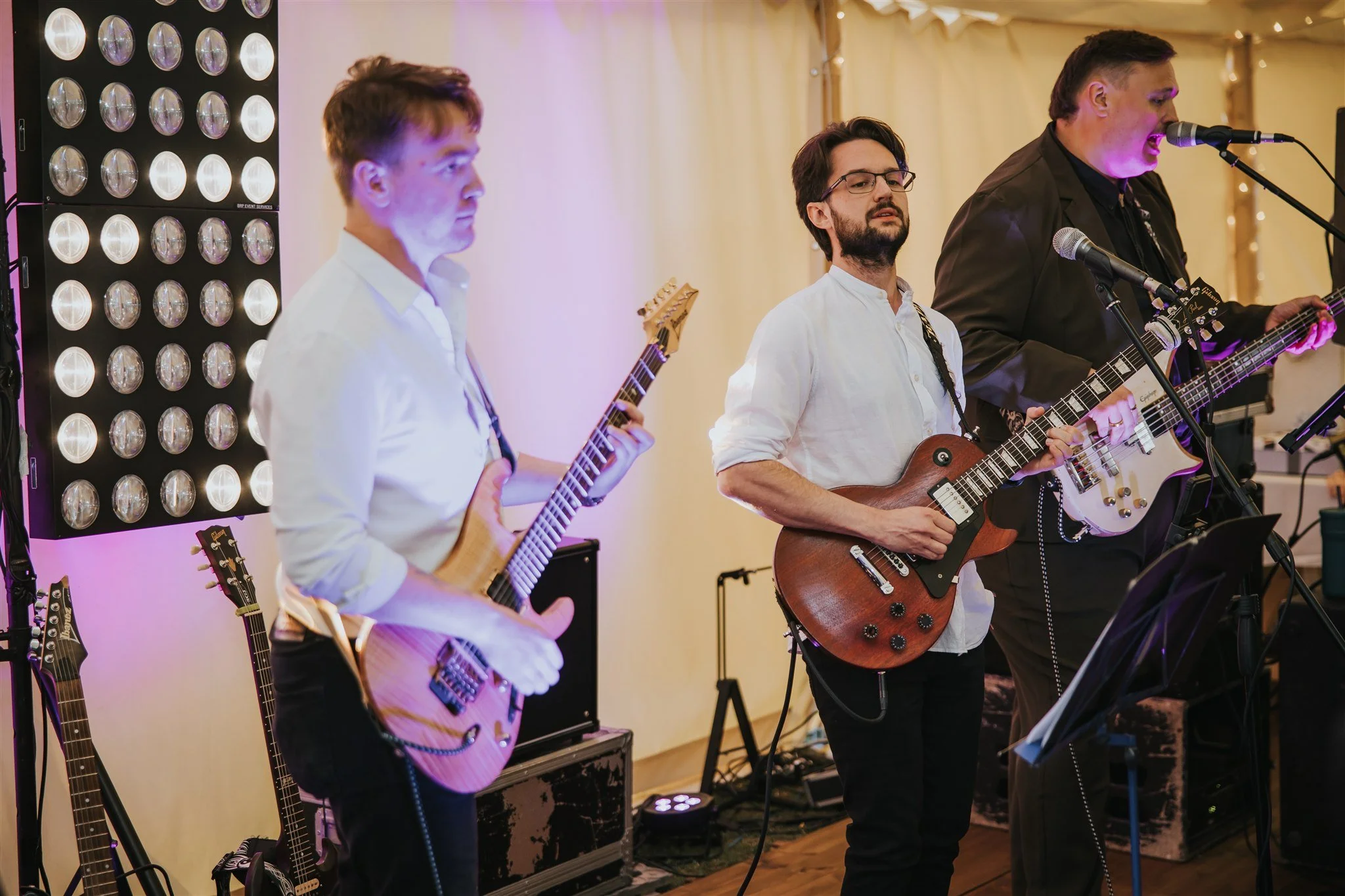 live band performing at marquee wedding