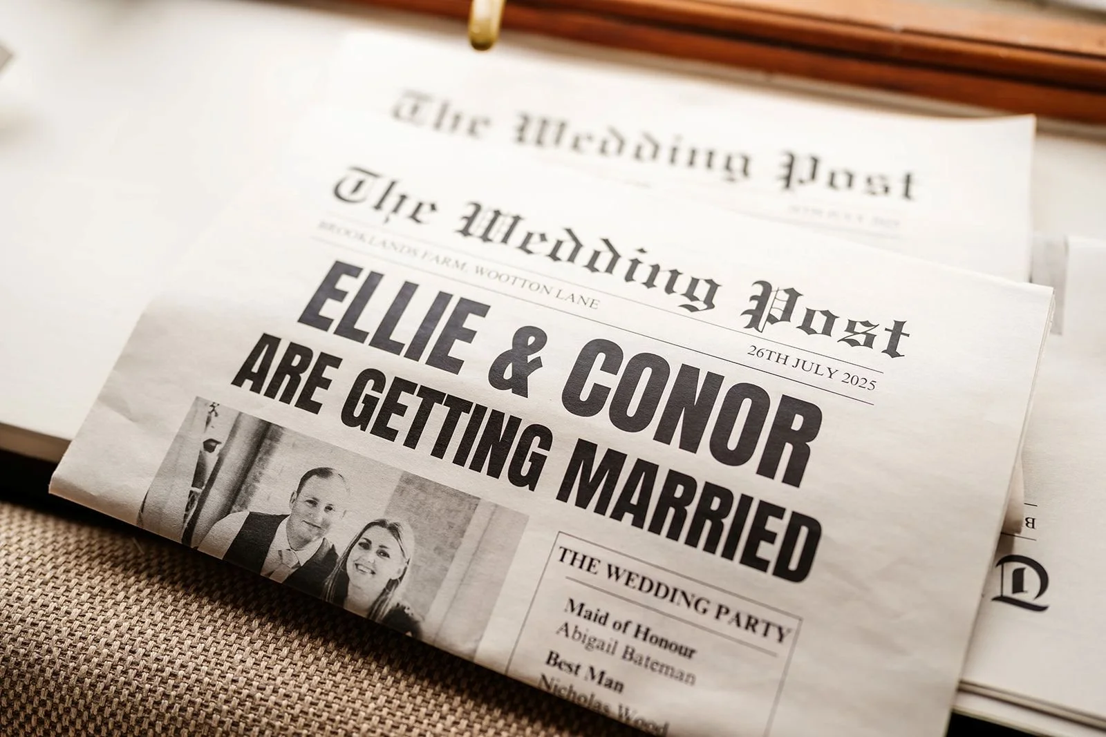 Wedding day newspaper. tipi wedding