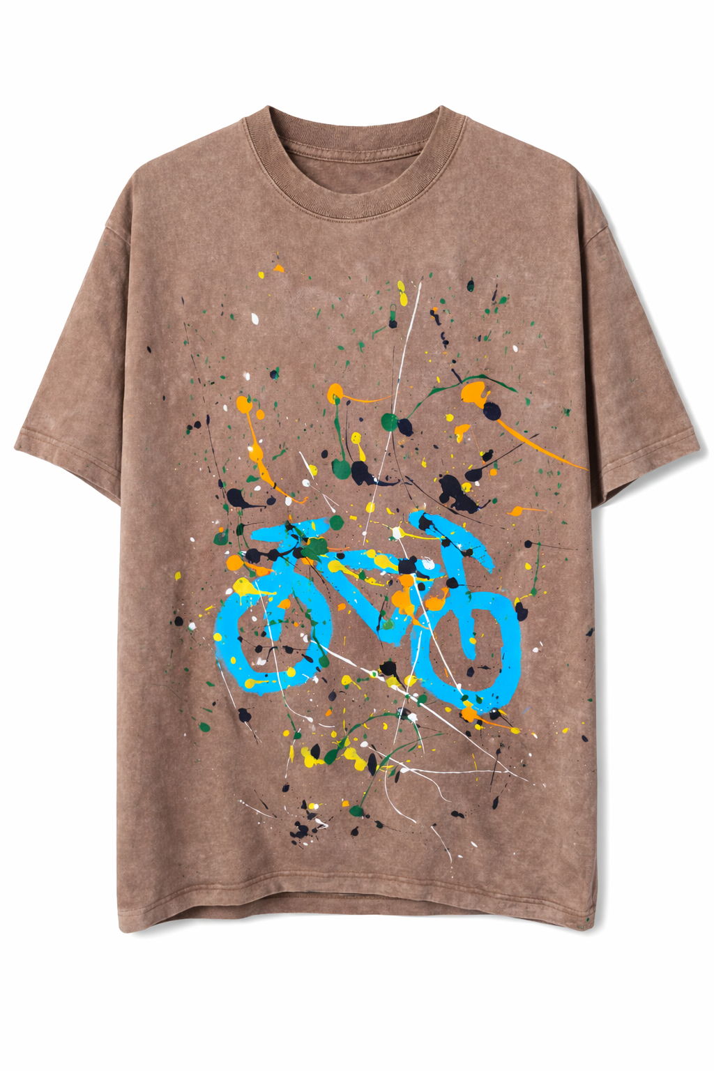 Hand-Painted Bicycle Splatter T-Shirt