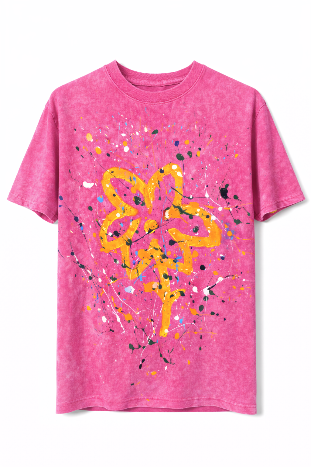 Hand-Painted Floral Pink T-Shirt