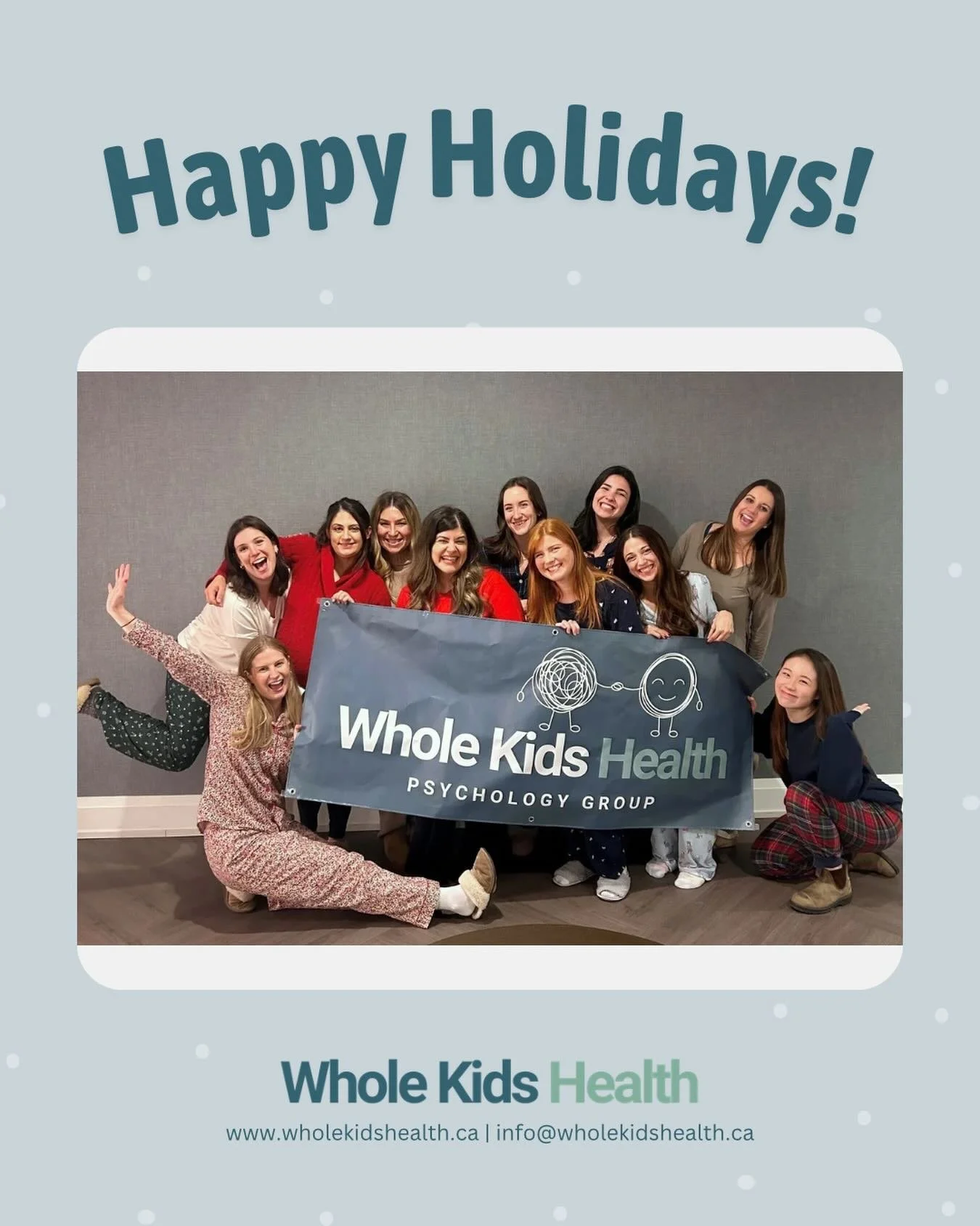 Our Whole Kids team kicked off the holiday season with plenty of cheer and a cozy pajama party, because nothing says &ldquo;celebration&rdquo; quite like clinicians in flannel. 

We took a moment to appreciate our clinic&rsquo;s growth and, most impo