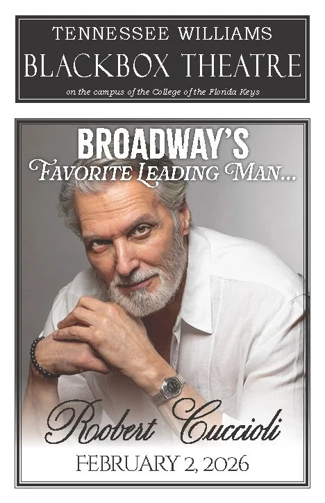 Playbill cover at Tennessee Williams Blackbox Theatre featuring Robert Cuccioli, scheduled for February 2, 2026.