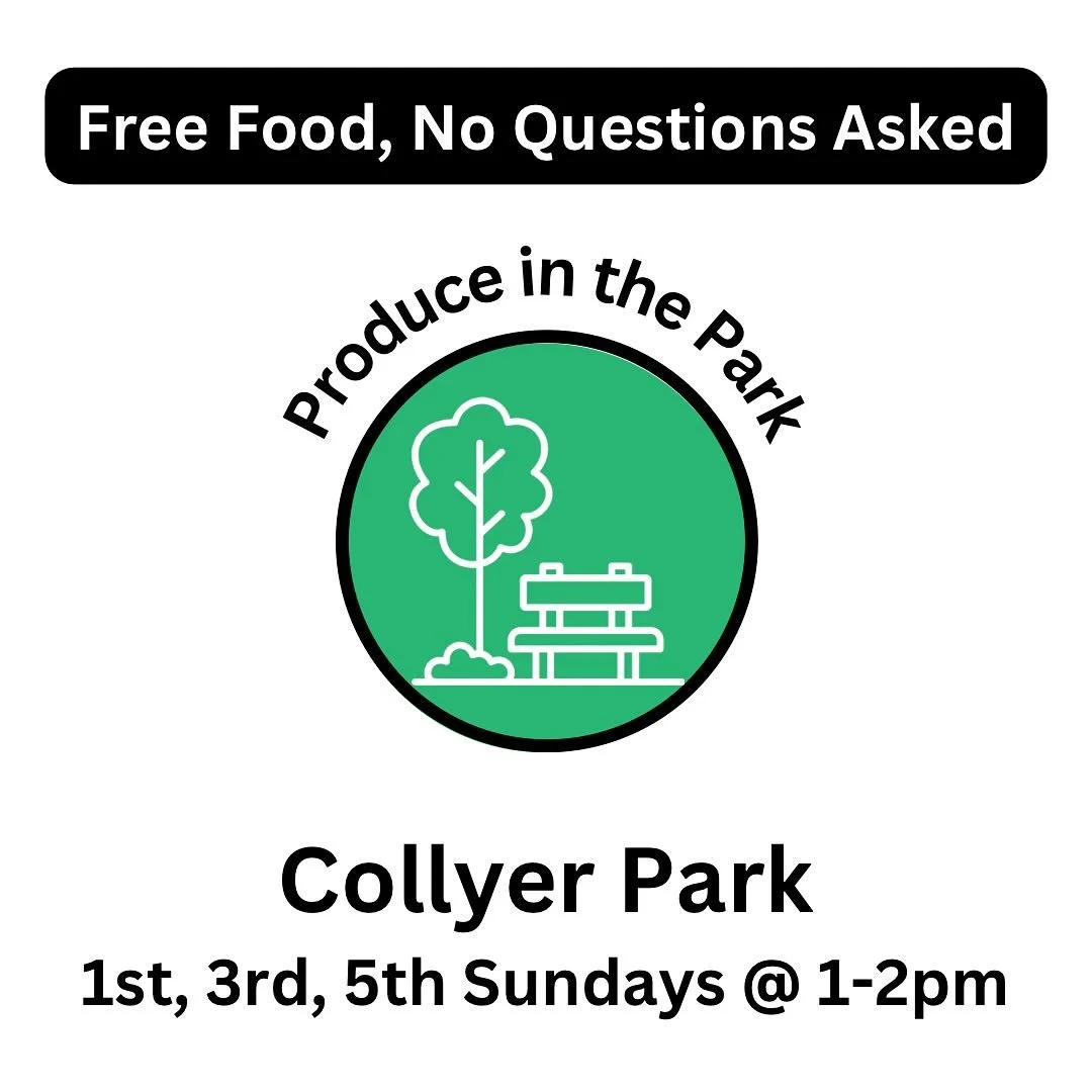 See you Sunday at Collyer Park! 💚

Free walk-up food distribution, 1-2pm on the odd (1st, 3rd, &amp; 5th) Sundays of each month! No forms to fill out or questions asked. Food is a variety of fresh fruit, vegetables, prepared deli foods, dairy, and b