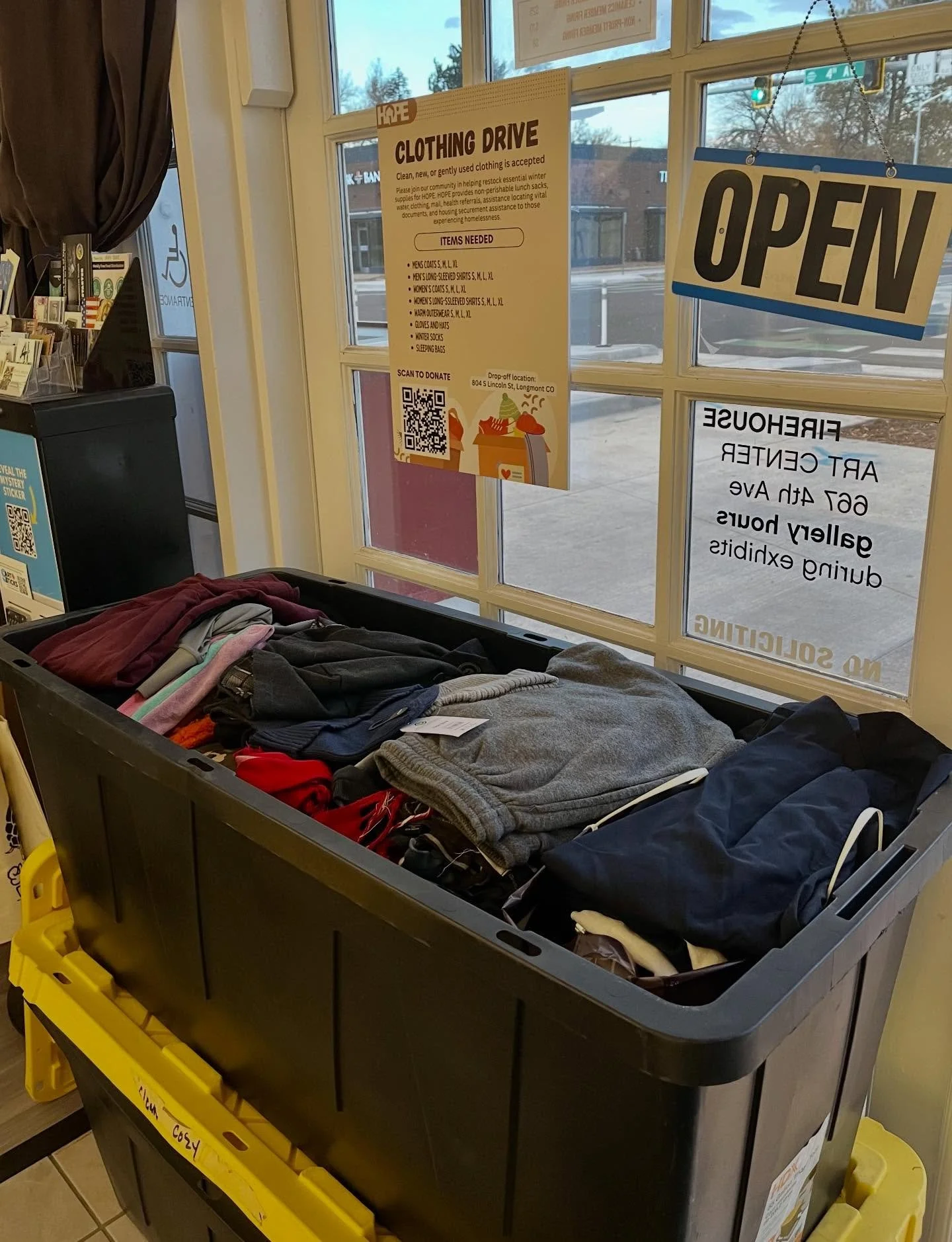 Thank you to everyone who&rsquo;s already donated to the winter clothing drive for HOPE for Longmont! If you&rsquo;re looking to donate items this #GivingTuesday, HOPE could still use more XS &amp; S women&rsquo;s clothing, sleeping bags, and winter 