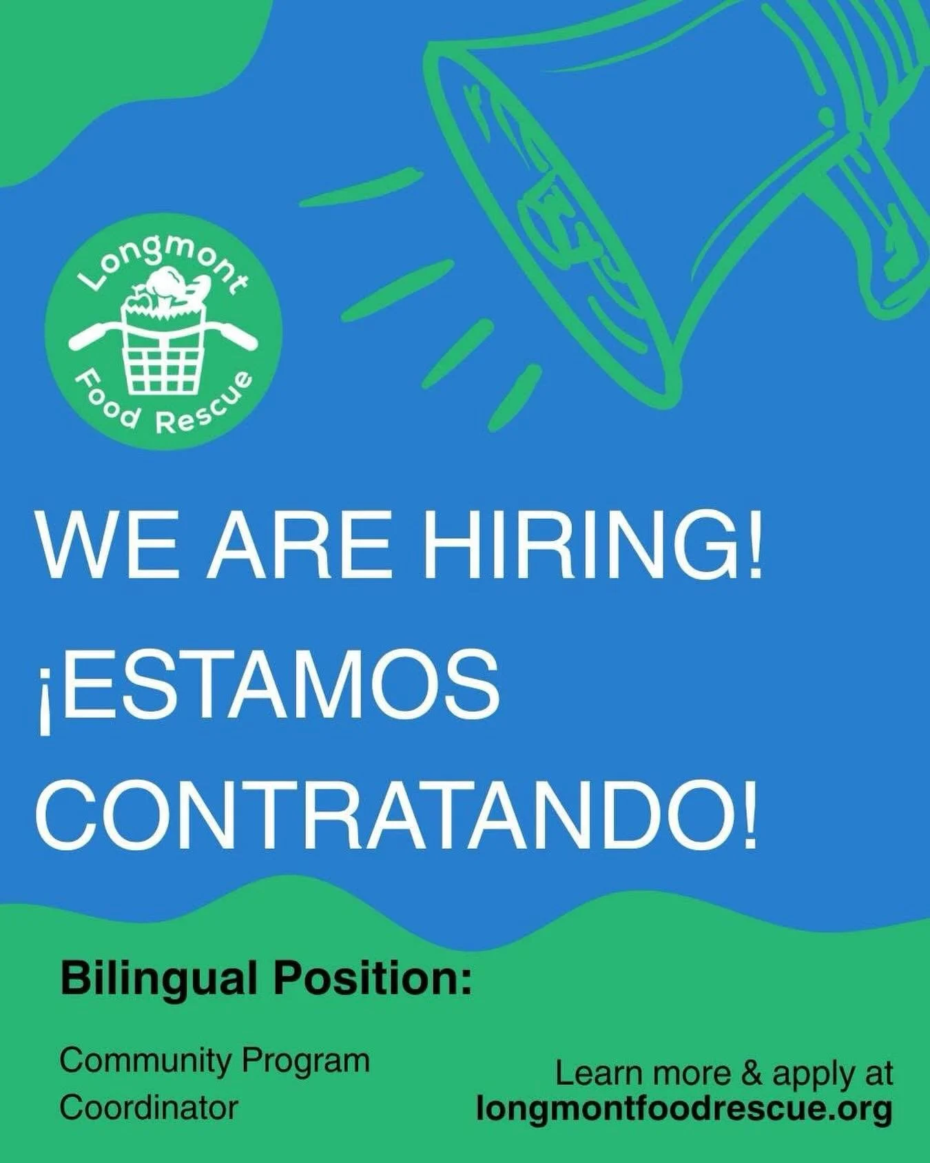 Do you:

💚 Want to improve equitable food access for Spanish-speaking Longmont residents? 

💚 Enjoy building relationships with community members and volunteers?

💚 Love executing an idea and building a team to make a vision come to life?

Longmon