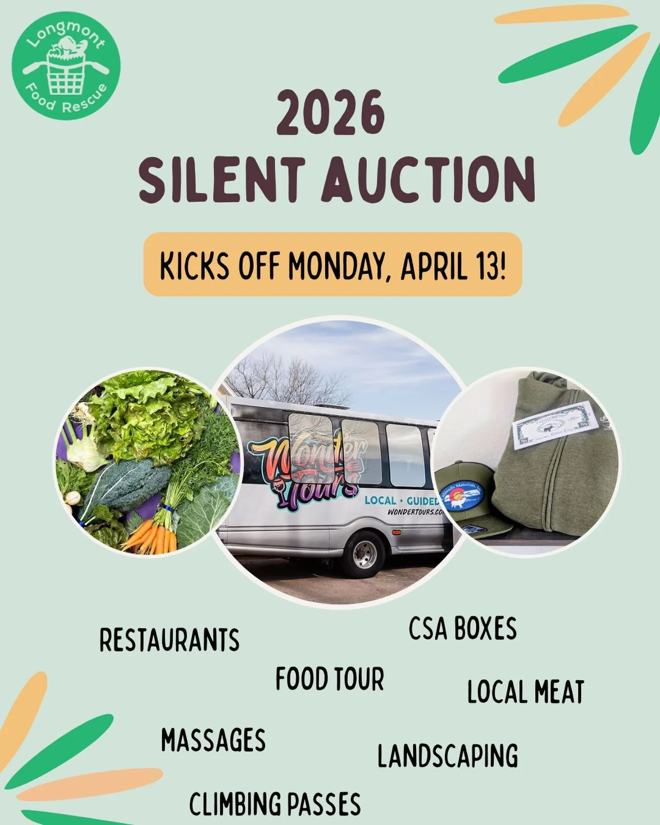 📅Mark your calendars for Monday, April 13: We&rsquo;re launching our 2026 silent auction fundraiser!

We&rsquo;re getting you all prepped for summer, with incredible packages from local farms 🌱, landscaping companies 🌷, Longmont restaurants 🌮, an
