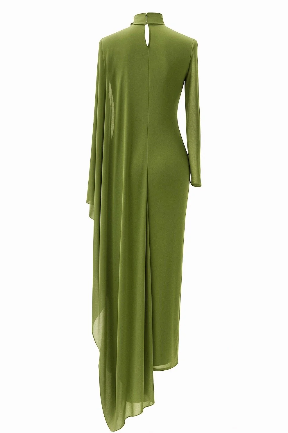 green clothing GREENCLOTHING×DEELUXE 美品 One-shoulder High Low Maxi Bridesmaid Dress With Pockets In Olive