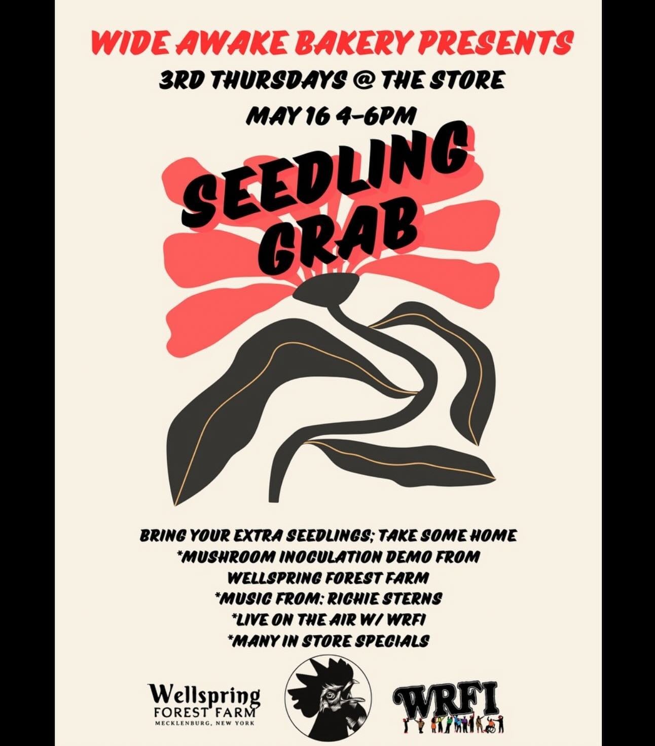 Join us next Thursday for a super springy 3rd Thursday! 🌱Seedling Grab! 🌱 Bring your extra starts to swap, and get your garden underway in a whirlwind of community support and exchange. Spread the word! We wanna see what kinda weird veggies y&rsquo