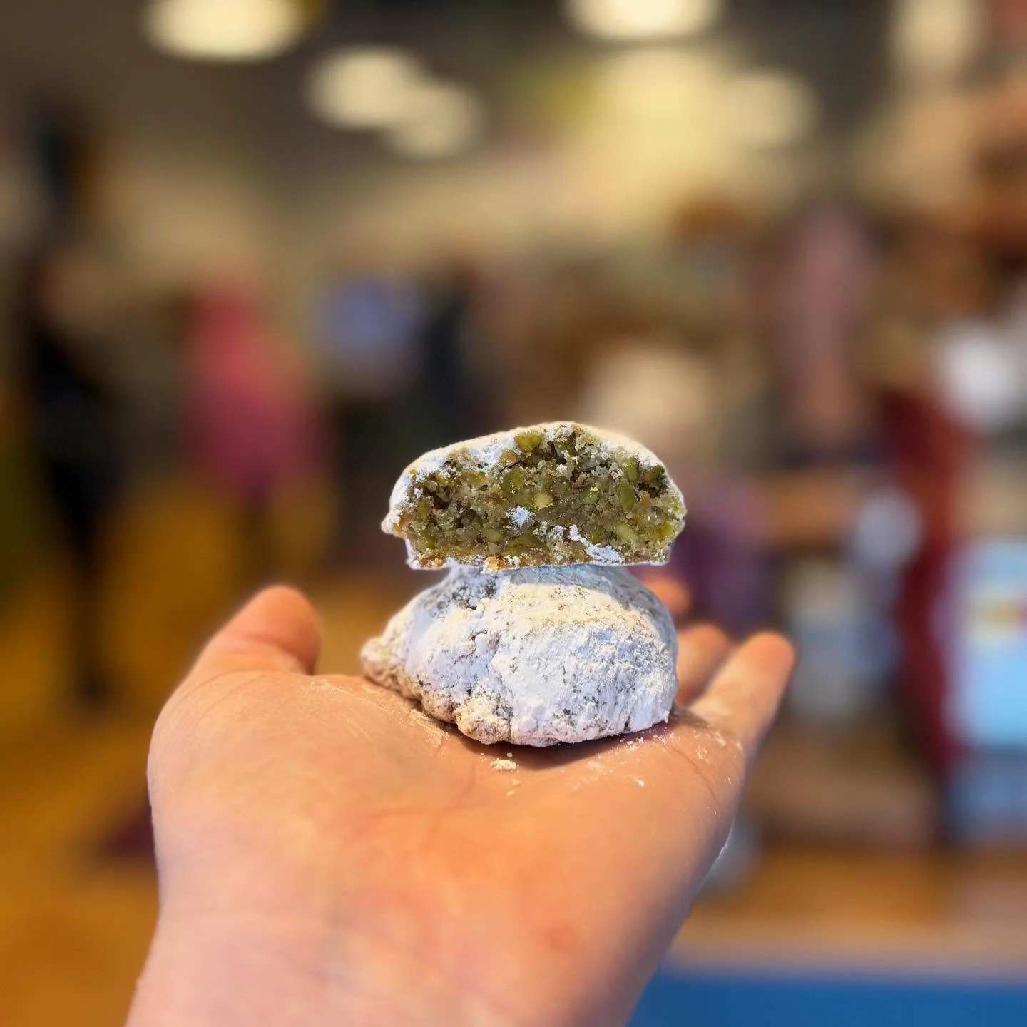 ✨Pistachio Orange Amaretti style cookie!✨

Ultra nutty and chewy, these are a pure delight. 

Be on the lookout for super special cookies making their way in our rotation the next 6 weeks for the holidays!