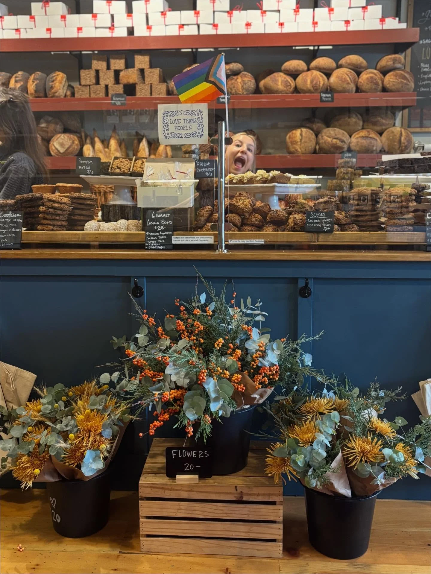 Stock Up Y&rsquo;all!!!! We&rsquo;ve got it all: basque cheesecakes, apple tortes, chocolate caraway cakes, pumpkin bread, caramel sage lattes, bulk French butter, @thecheeseclubflx slinging spectacular cheeses, all the sourdough, all the baguettes, 