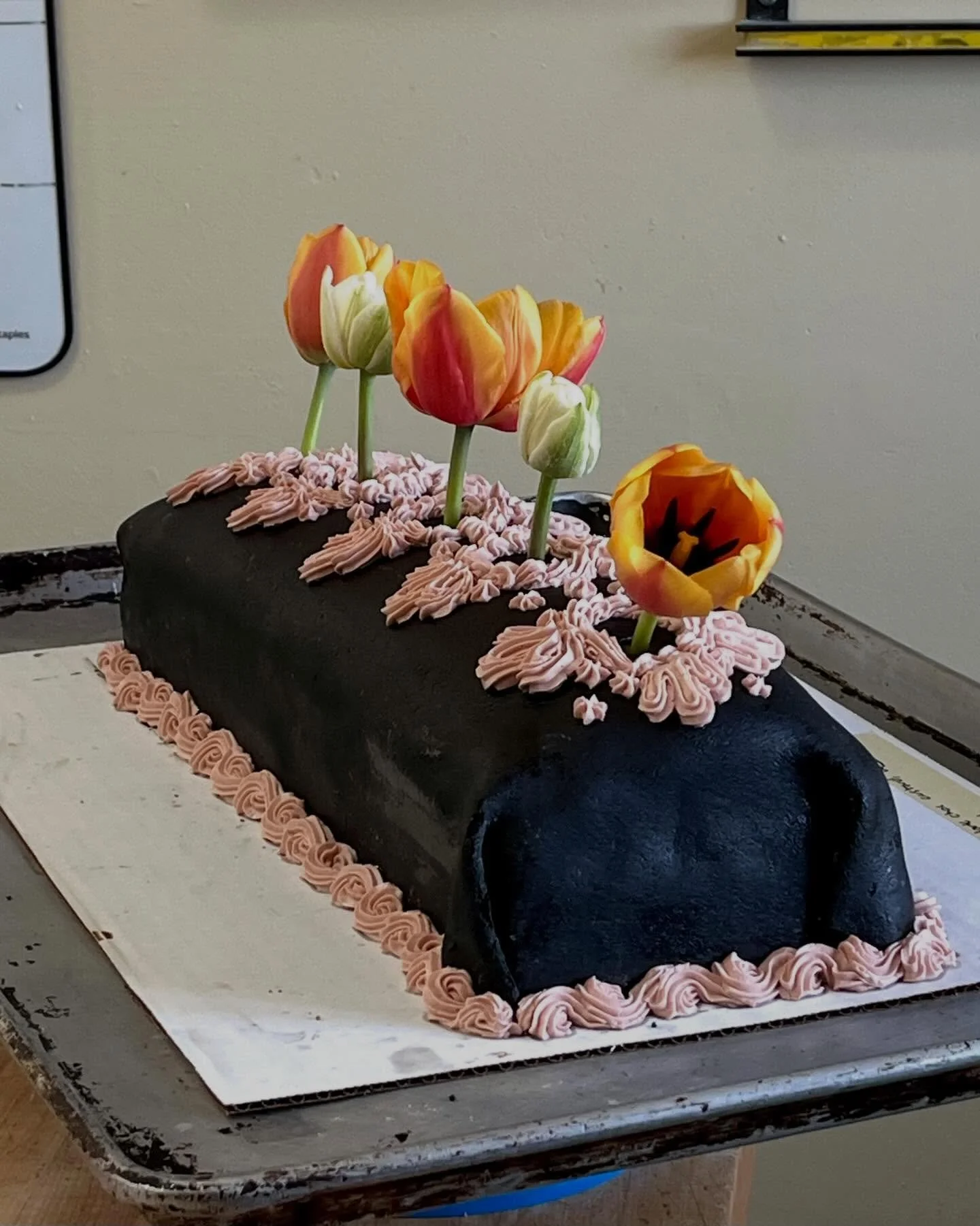 I fear we may have to post MANY more photos of this particular batch of princess cakes, because, well, yes&hellip; we&rsquo;re obsessed.  Black sesame cake, chocolate cr&egrave;me pat &amp; creme diplomat, raspberry or apricot jam, and a cloak of mar