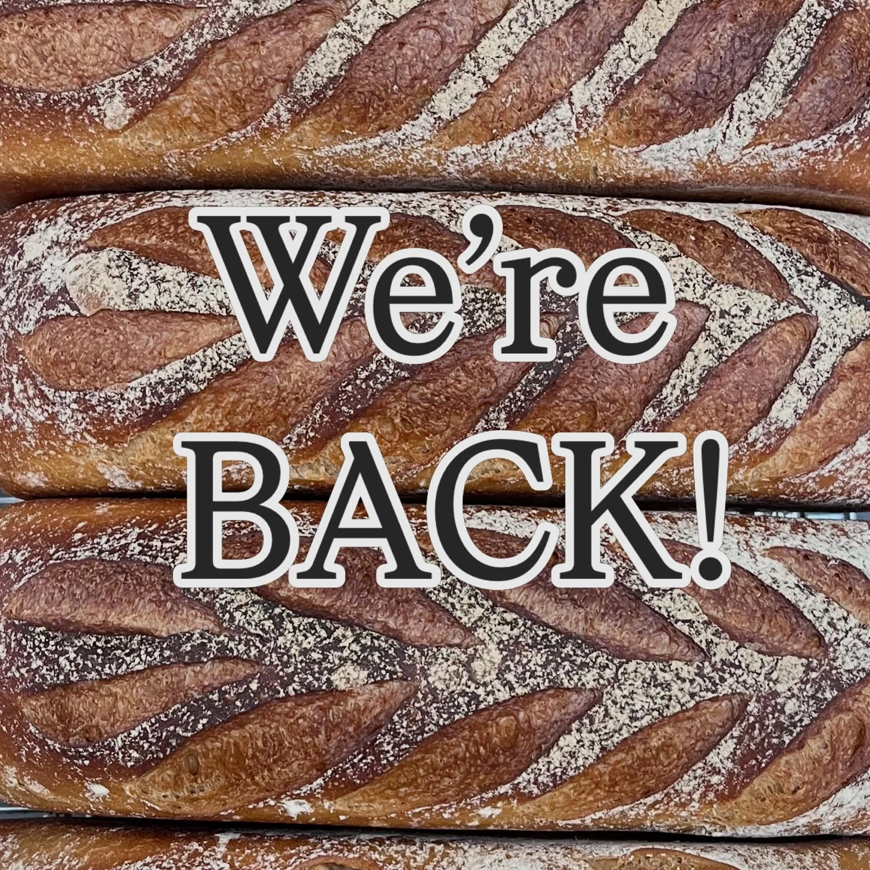 Wooohooo!! The bakery is back up &amp; running, and the store is back open today! (5/20) We&rsquo;re slinging bread for you 11-6&hellip; come say hi ❤️🍞❤️