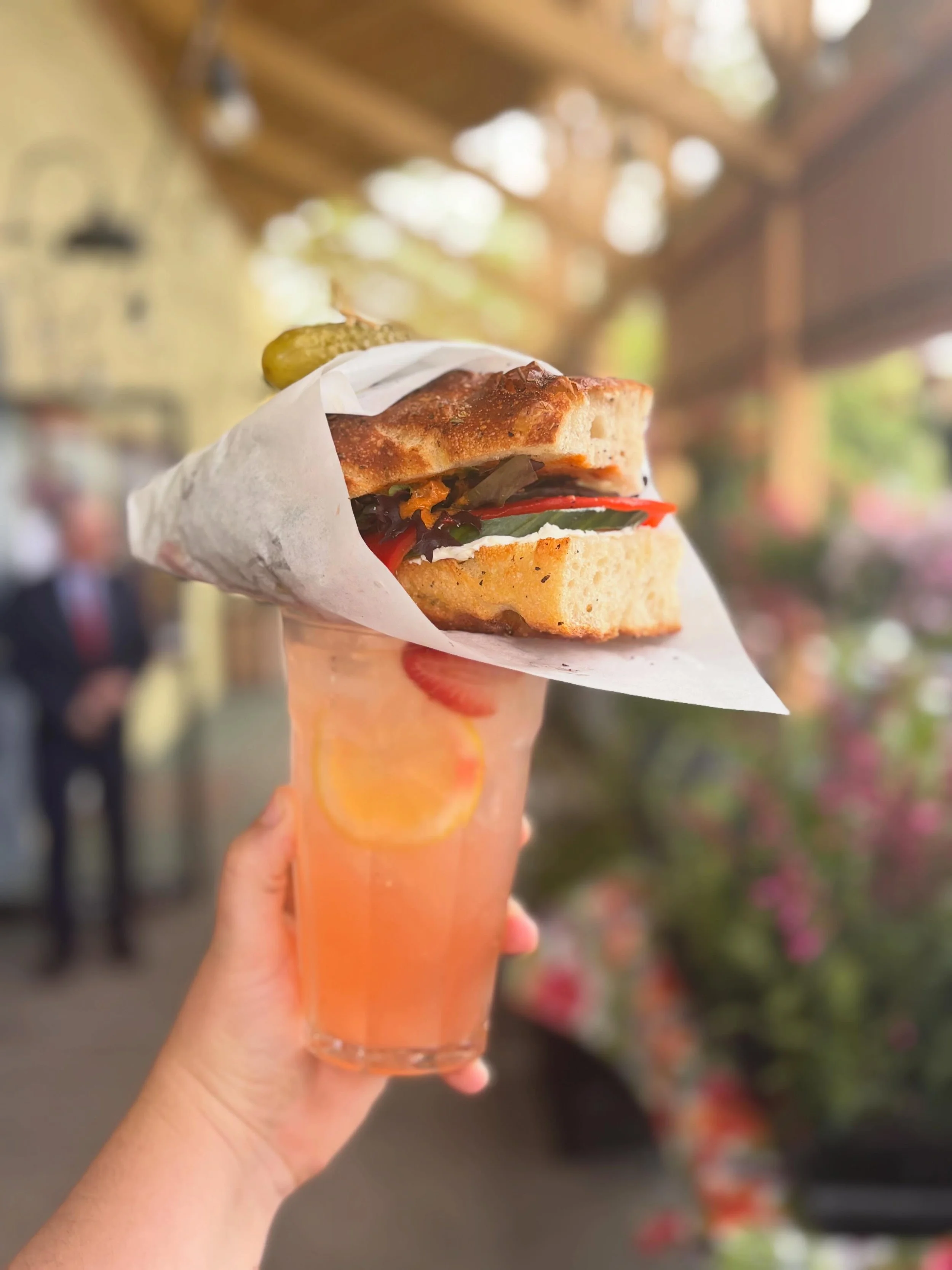 Strawberry Rhubarb Lemonade AND a Veggie Sandwich ?!?! Here until it sells out!