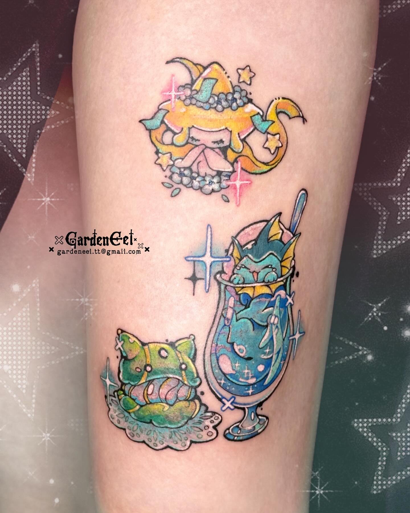 🍨 Pok&eacute;mon Desserts 
Custom design ✨
Thank you for trusting 💕
Happy to have the chance to do them
.
&middot;̩͙꒰ঌ ✞.᛭..✟..᛭.✞ ໒꒱&middot; ﾟ
.
Based in Toronto - June/July [Open]
.
DM/Email to book✨
.
.
.
#jirachi #gastrodon #vaporeon #eevee #ee