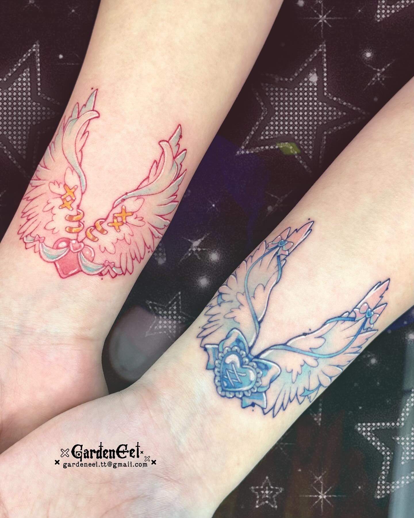 💗 Panty &amp; Stocking with Garterbelt 
Custom design ✨
Thanks for trusting! 💕 Fits so well❤️&zwj;🔥
.
&middot;̩͙꒰ঌ ✞.᛭..✟..᛭.✞ ໒꒱&middot; ﾟ
.
Based in Toronto - Dce./Jan. [Open]
Orlando - Jan.9-11 2026 
.
DM/Email to book✨ More available flashes i