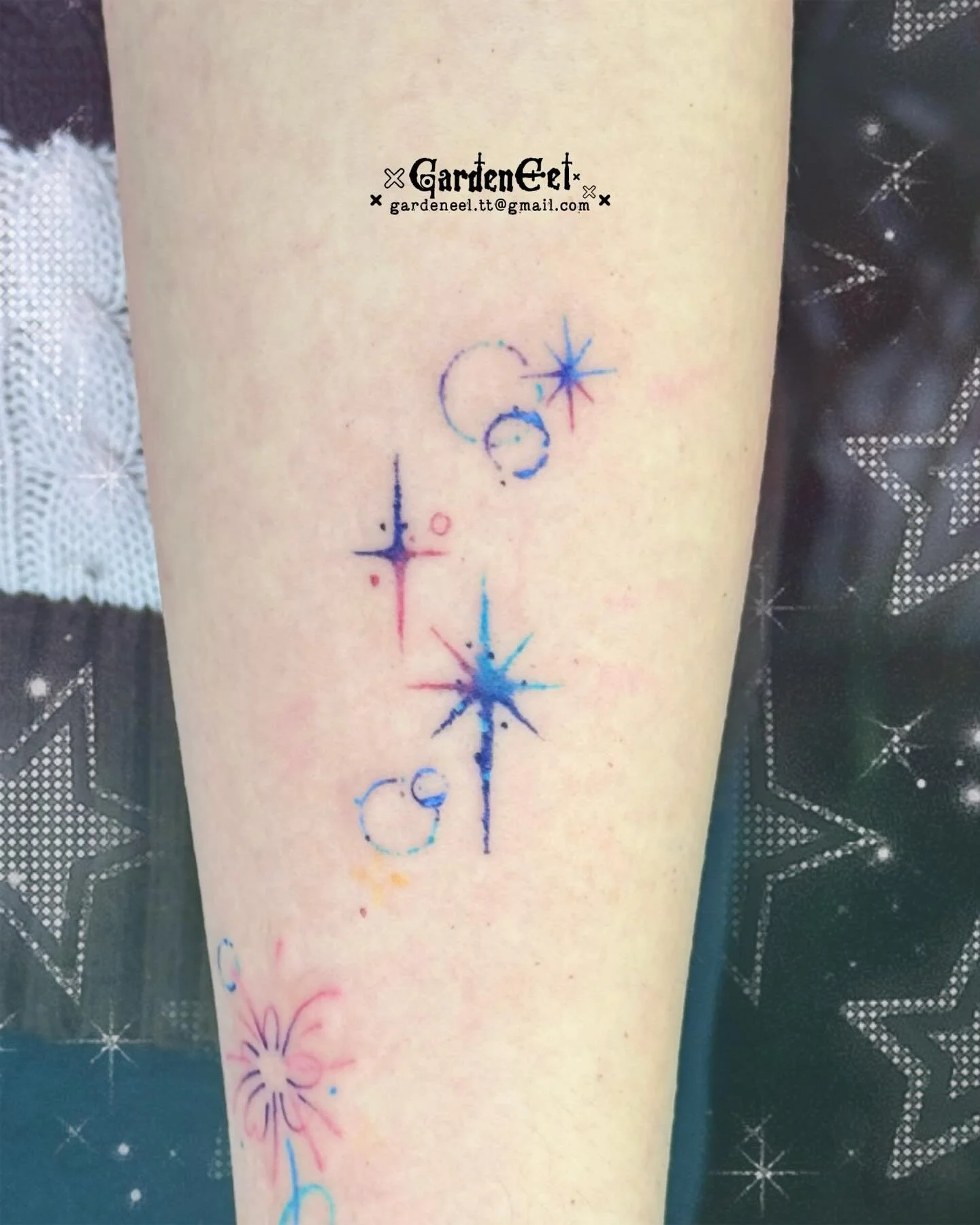 ✨ Magical stars
Custom design ✨
For my friend 💕 very into this kind of colorful inky style lately🥹
.
&middot;̩͙꒰ঌ ✞.᛭..✟..᛭.✞ ໒꒱&middot; ﾟ
.
Based in Toronto - Feb./Mar. [Open]
.
DM/Email to book✨ More available flashes in the highlight
.
.
.
#tatt
