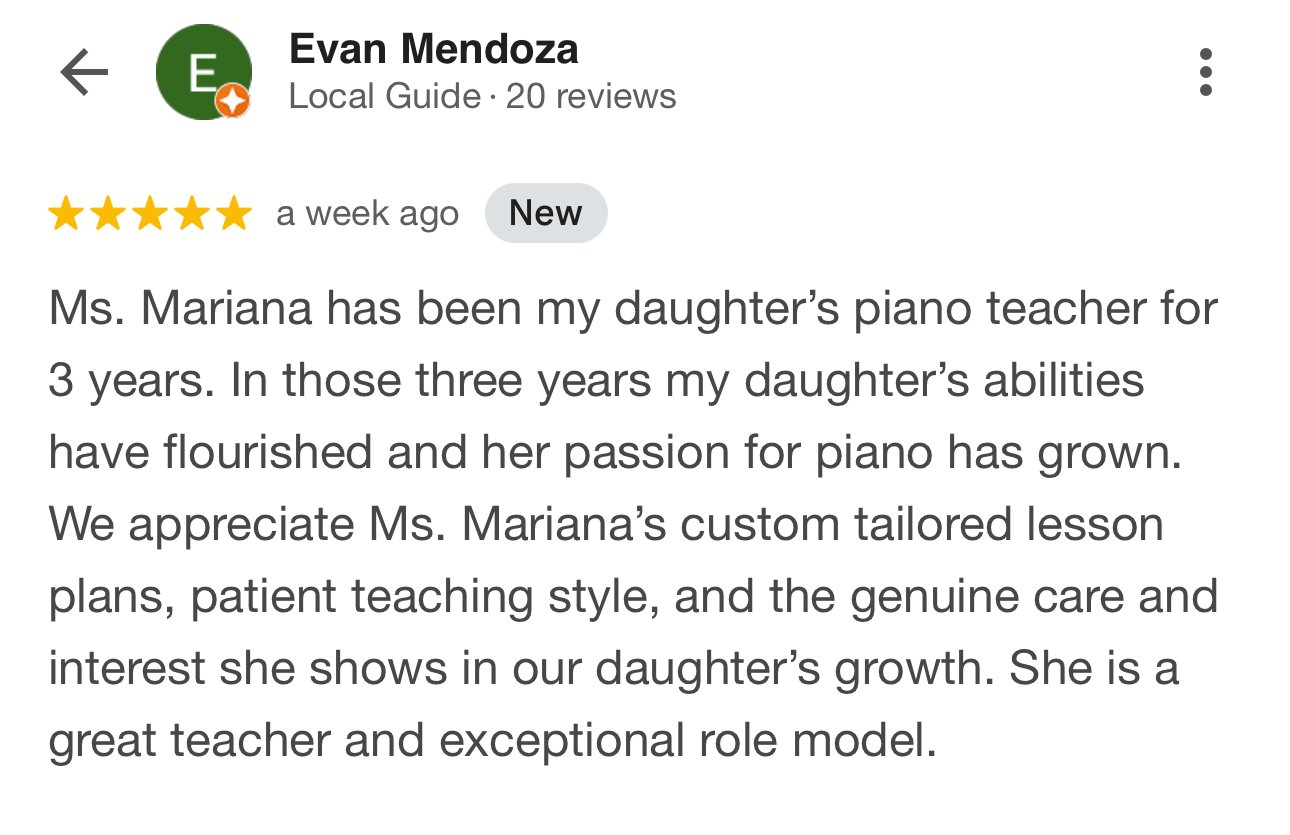 Client testimonial with five-star rating