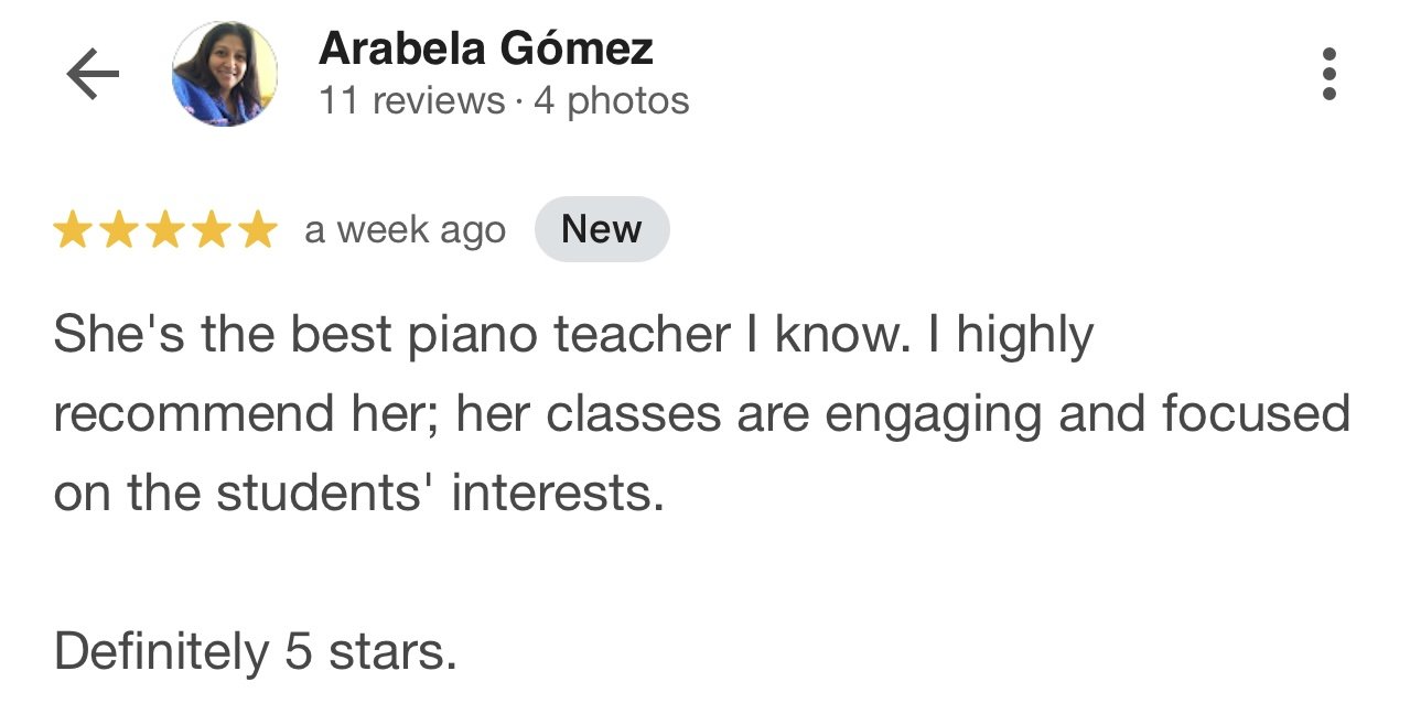 Client testimonial with five-star rating