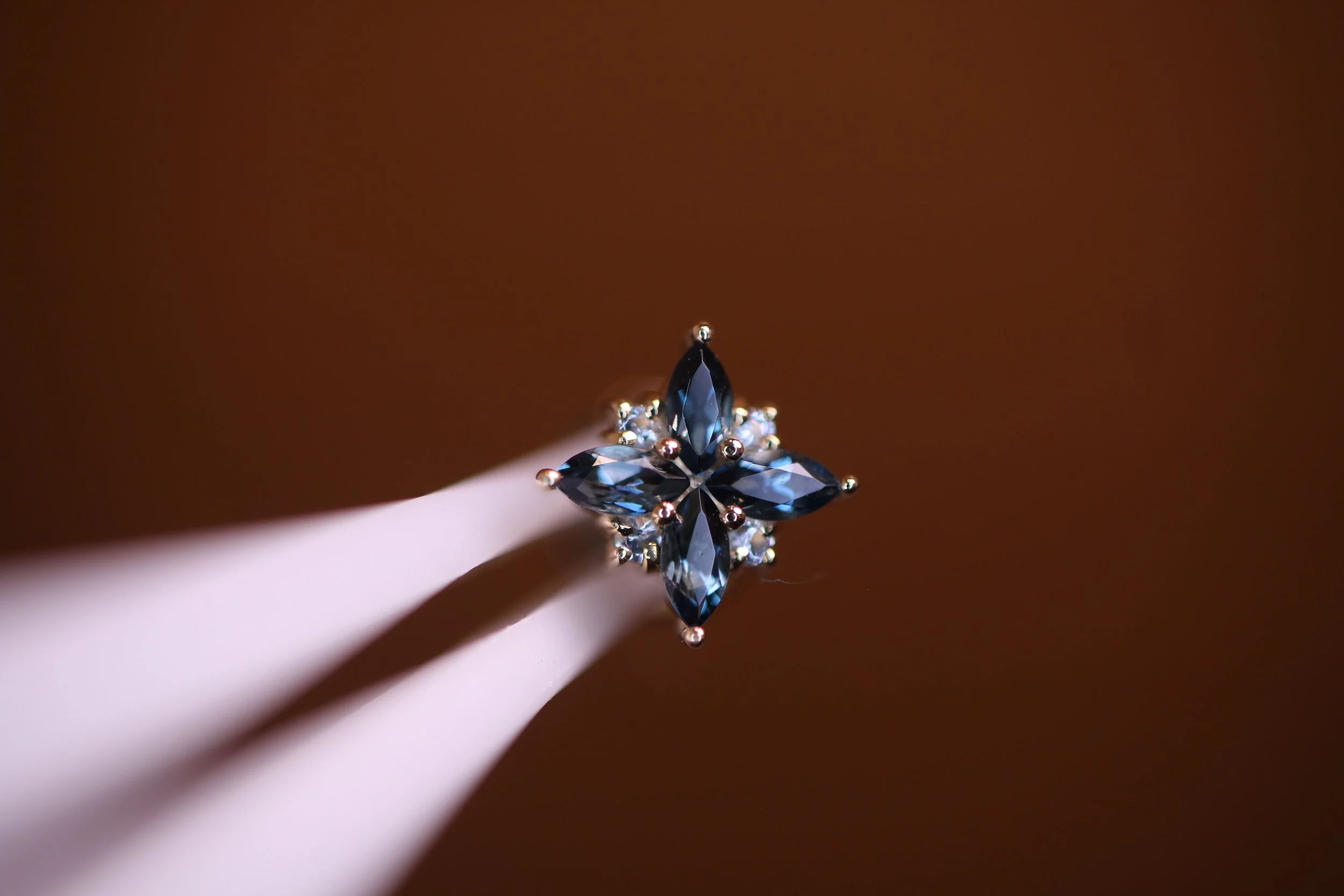 Yellow Gold BVLA "Tiny Pleades" with London Blue Topaz & White VS1 Diamond