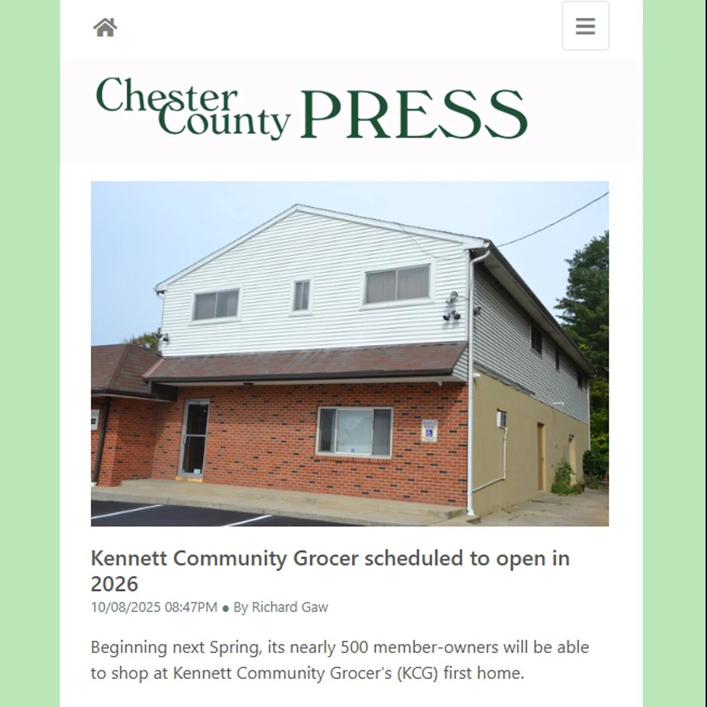 &ldquo;Chester County is an agricultural community... If we as citizens want to take care of our farmers, we&rsquo;re going to build a store like this.&rdquo; 💛

Big thanks to Chester County Press and writer Richard Gaw for capturing what&rsquo;s dr