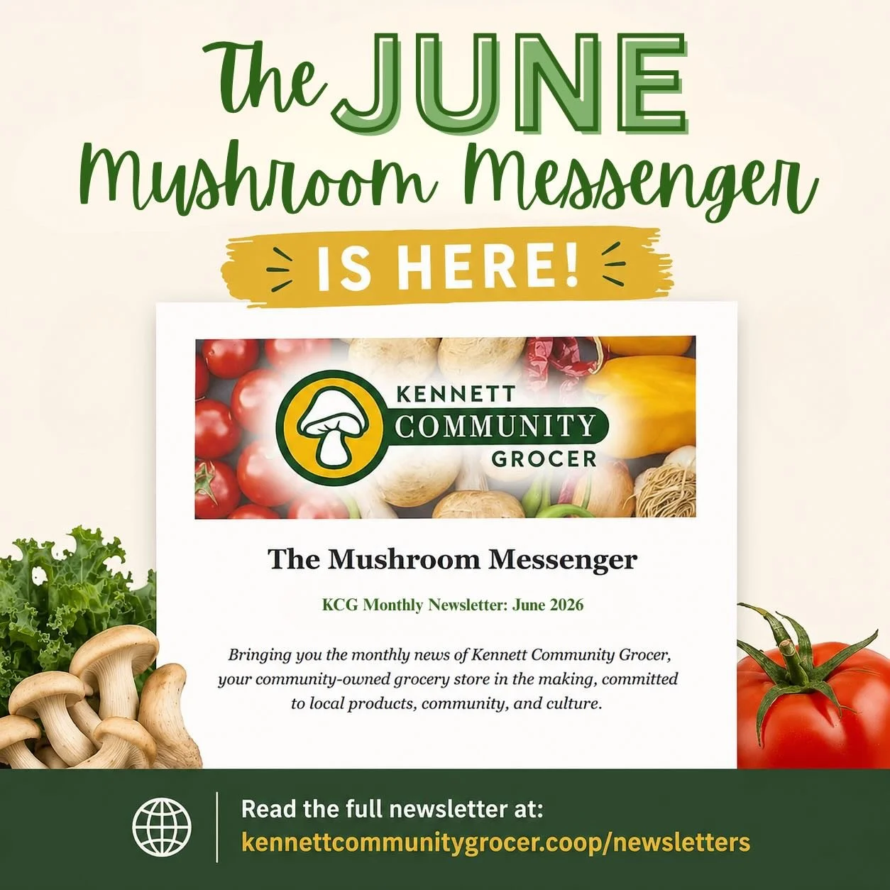 The June Mushroom Messenger is out! 🍄

This month&rsquo;s newsletter includes Annual Meeting highlights, construction updates, membership growth, volunteer opportunities, and producer visits &amp; local partnerships.

We&rsquo;re excited to keep sha