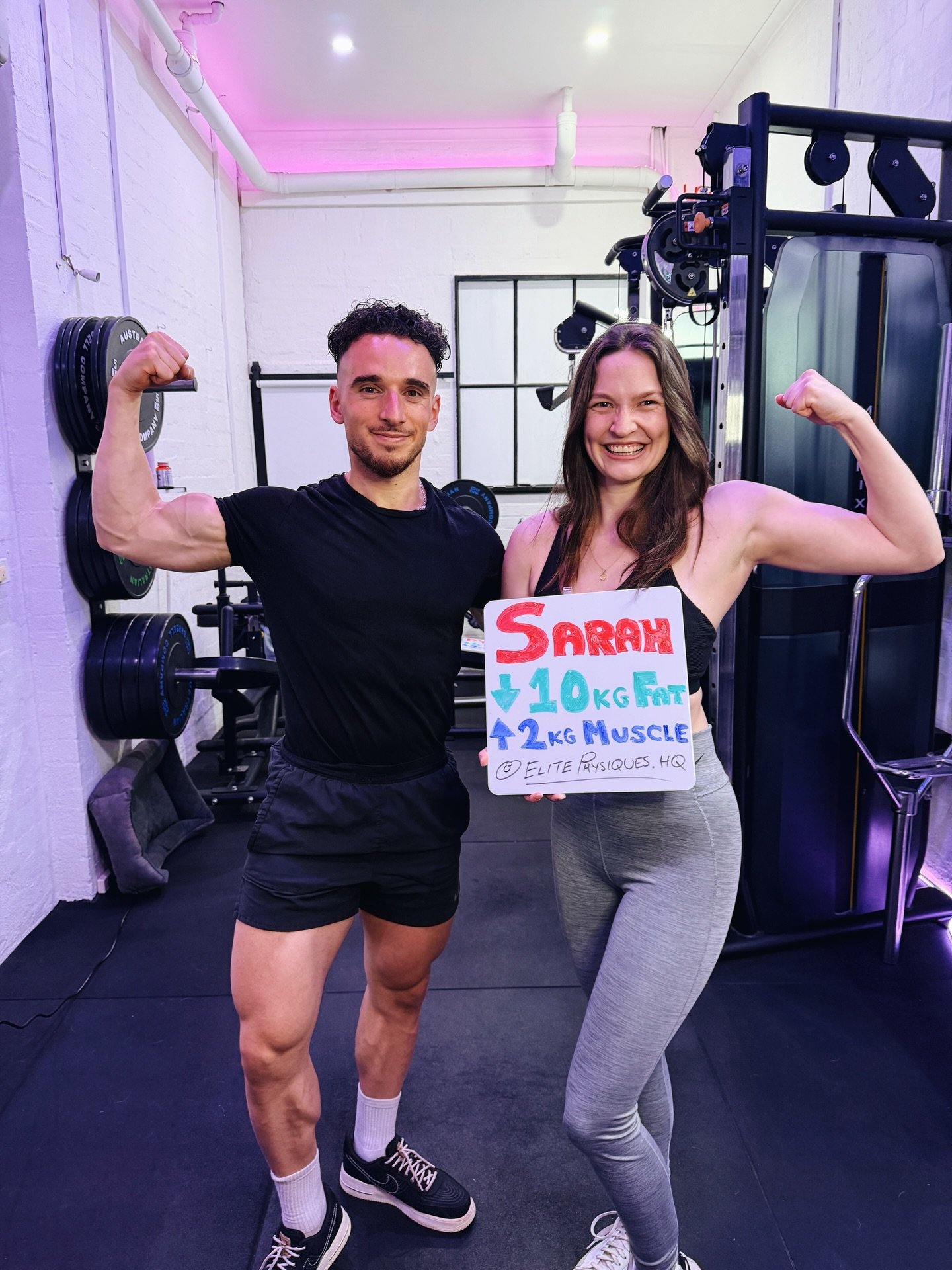 SARAH&rsquo;S 10KG TRANSFORMATION 🔥

Meet Sarah &mdash; one half of the power duo Sarah &amp; Dylan, and one of our standout 2-on-1 clients at Elite Physiques HQ.

When Sarah first joined us, her goals were clear:
✔️ Get leaner
✔️ Build real strengt