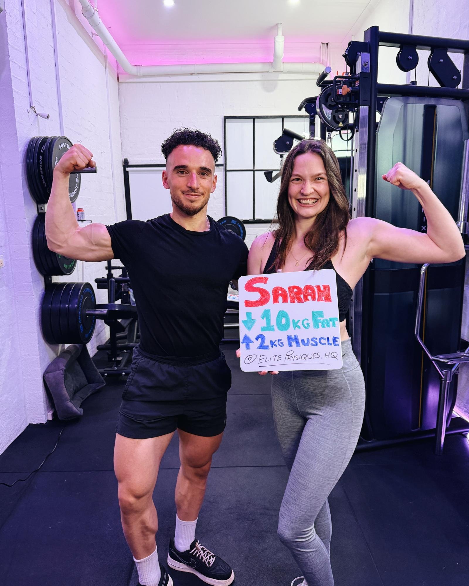 Female body toning and strength training results with personal training in Elwood