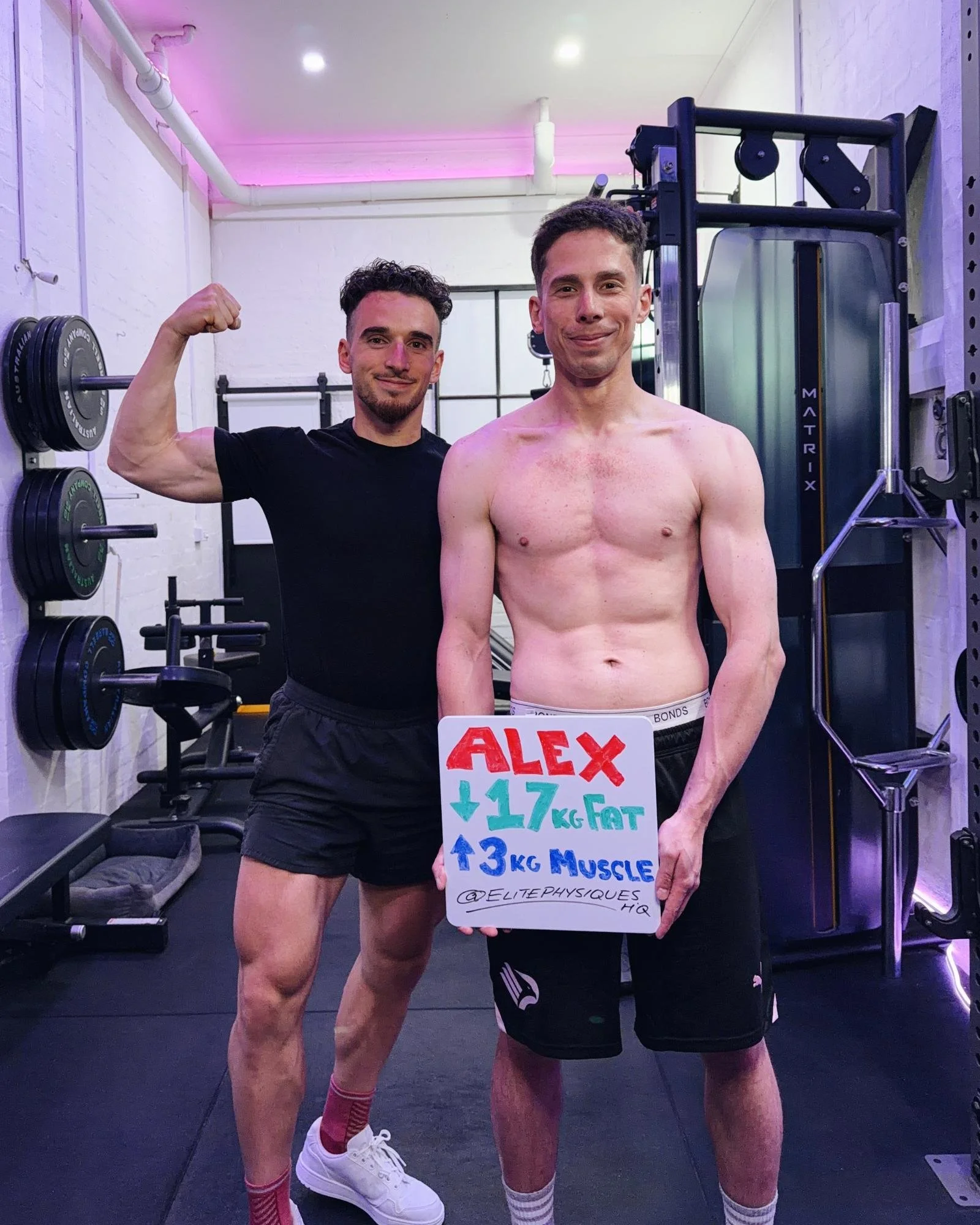 Male body recomposition transformation after personal training in Elwood