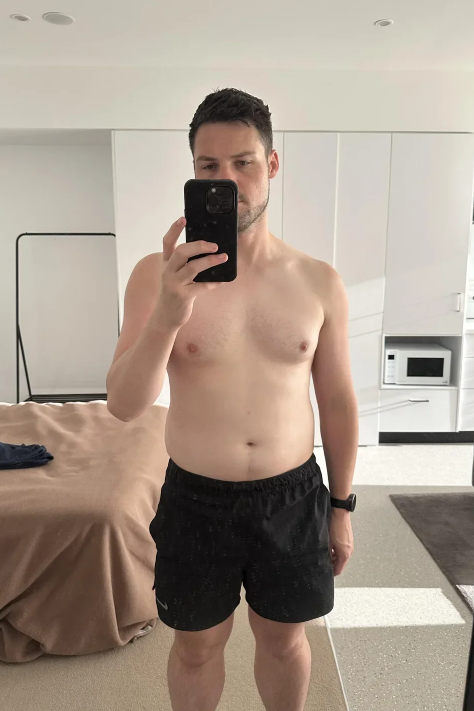 Jarron before his 15kg fat loss transformation at Elite Physiques private personal training studio Elwood