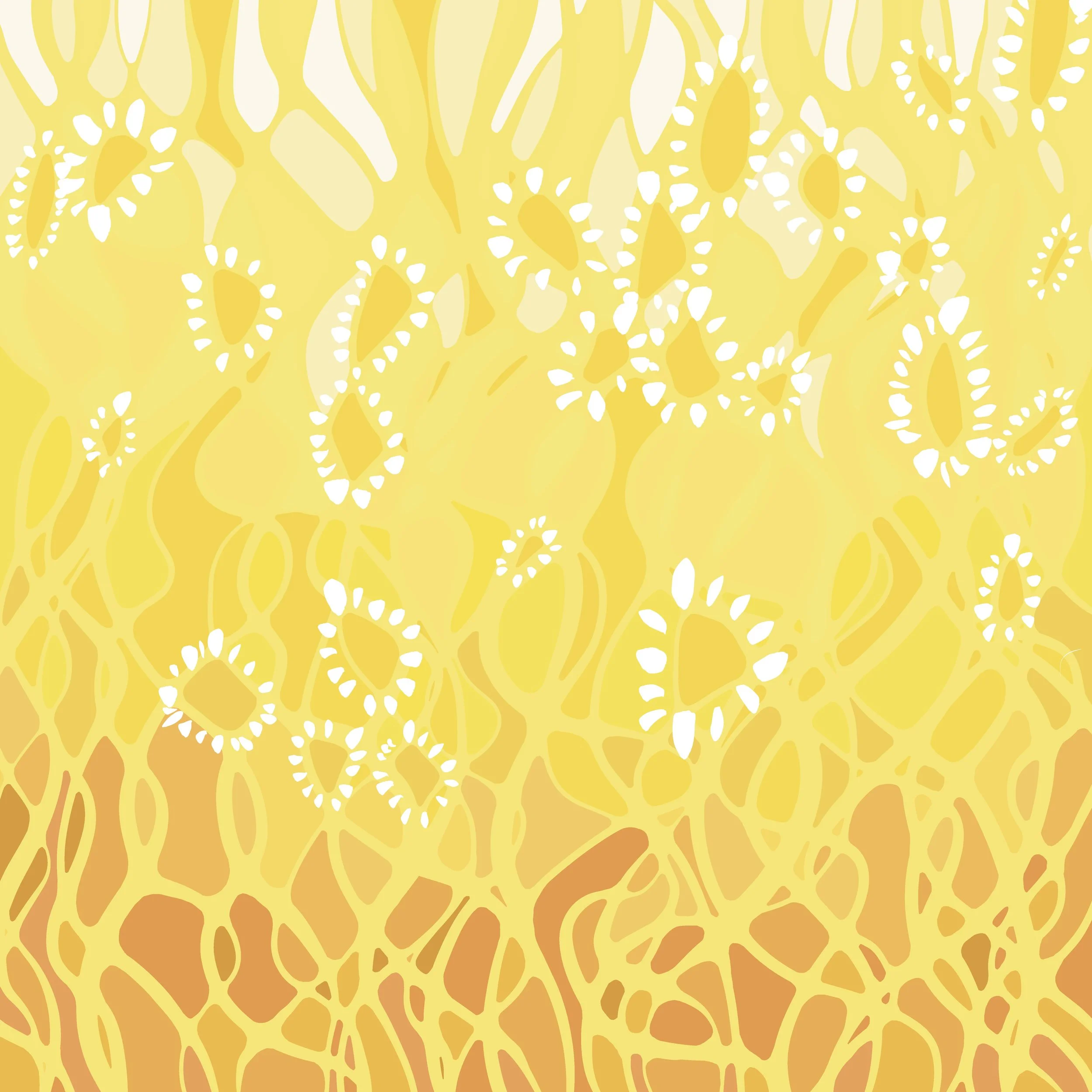 Yellow is not my go-to colour but I was encouraged by a yellow-loving friend. I used as many shades of yellow as I could and finished it off by adding white petals creating a field of daisies. I think the piece is a little reminiscent of a Klimt pain