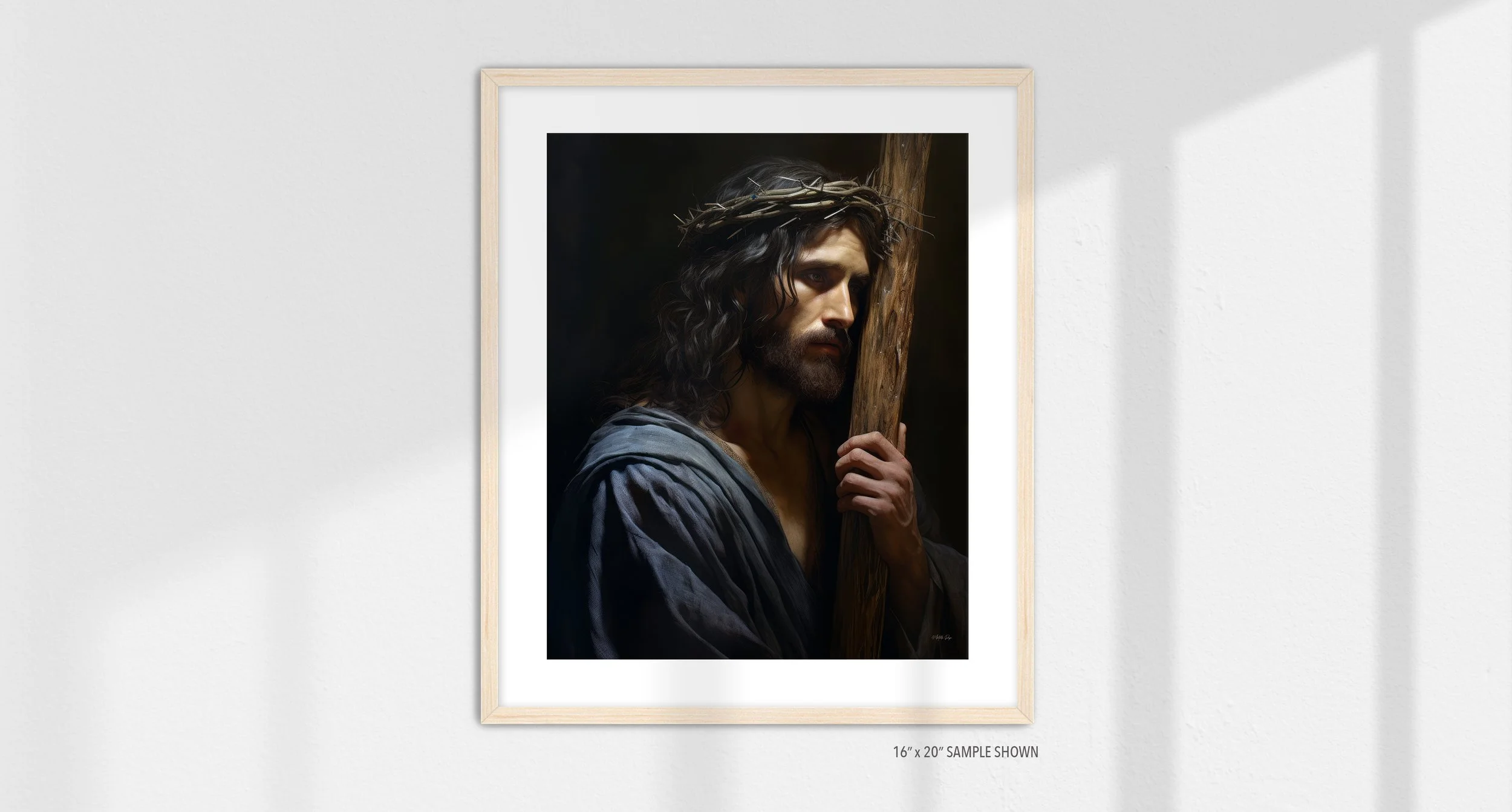 Matilda Pope 1029.P Jesus Carrying His Cross C-1029.P_05 Portrait Art Print Maple Frame.jpg