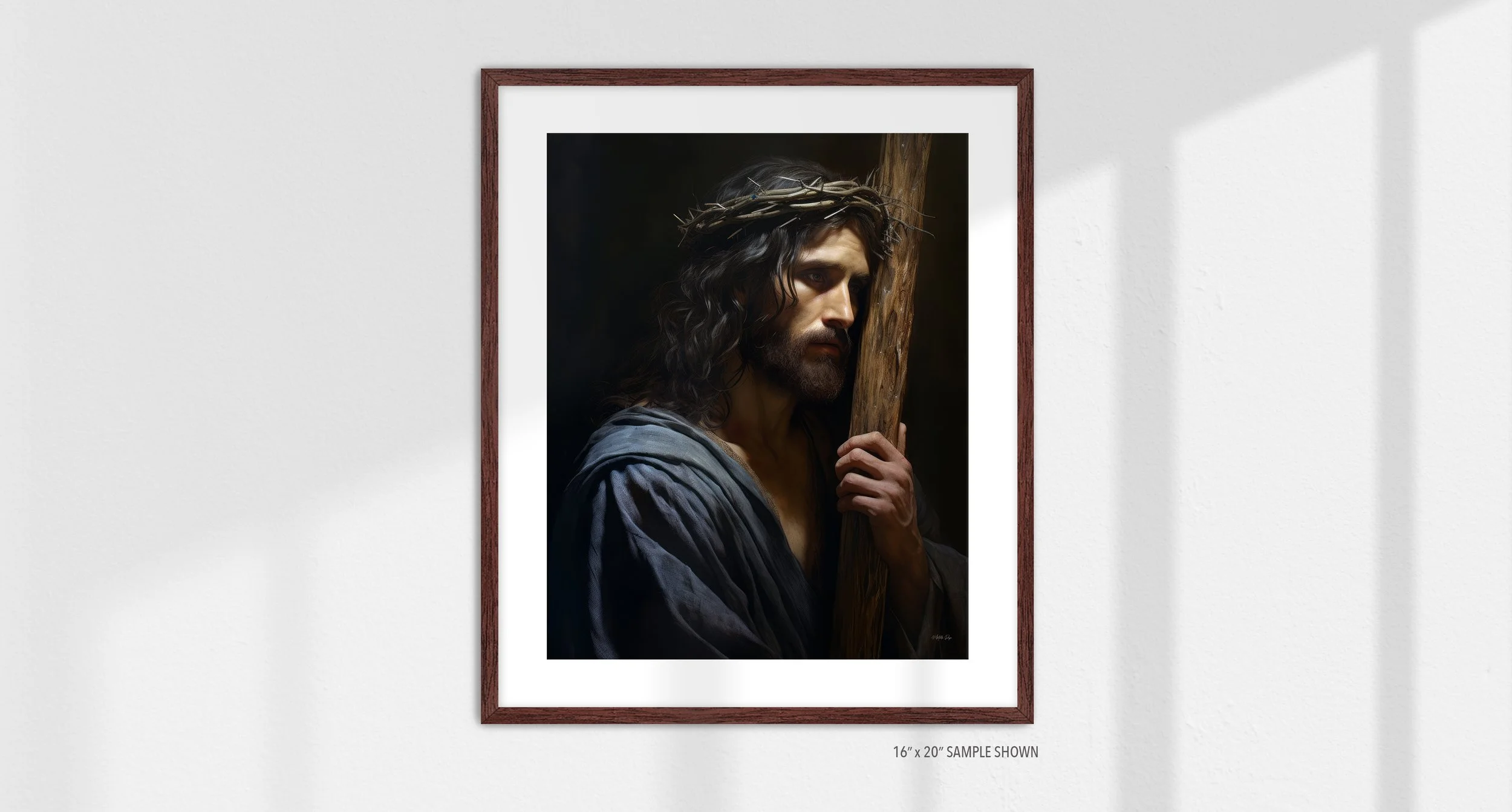 Matilda Pope 1029.P Jesus Carrying His Cross C-1029.P_06 Portrait Art Print Espresso Frame.jpg