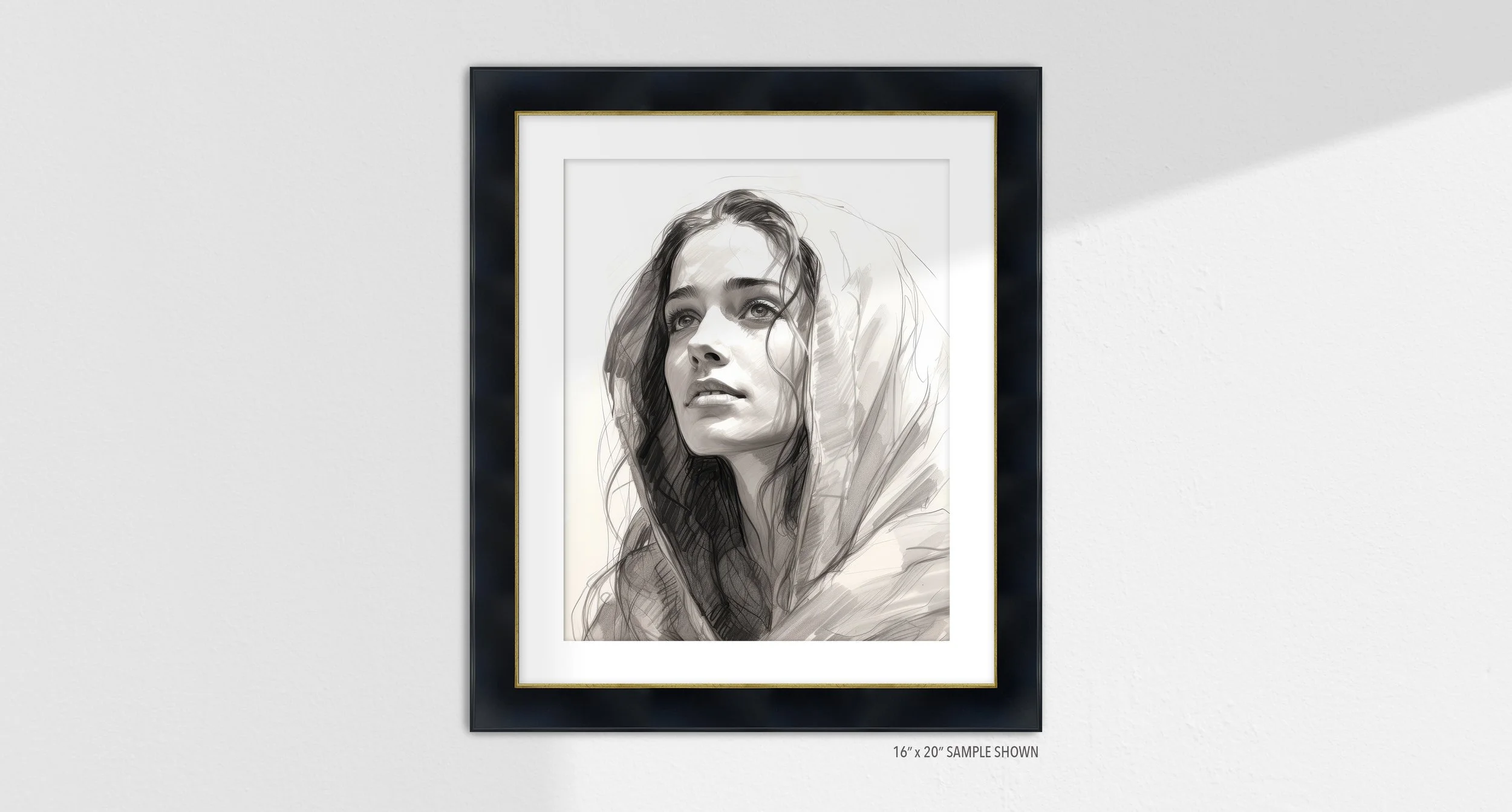 Matilda Pope 1003.P Mary Magdalene the Galilean C-1003.P_07 Portrait Art Print Gallery BlackGold Frame.jpg