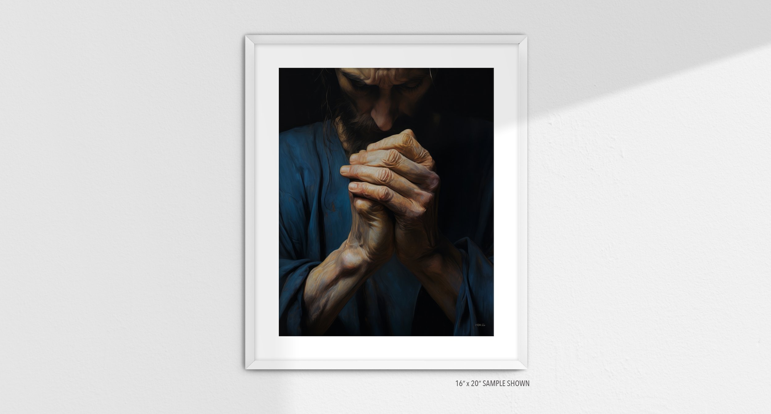 Matilda Pope 1030.P Jesus Praying C-1030.P_02 Portrait Art Print White Frame.jpg