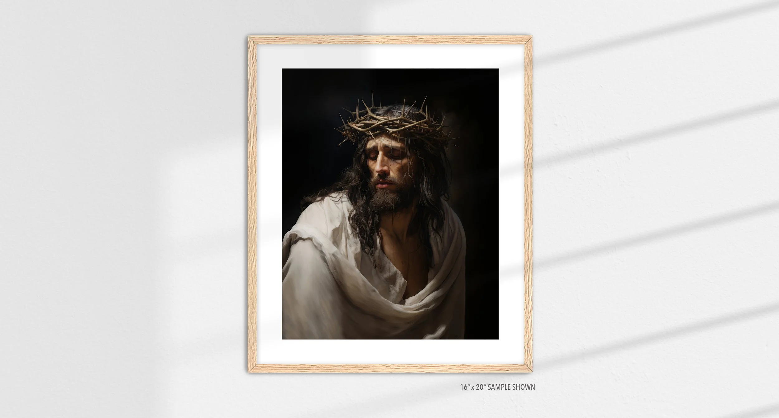 Matilda Pope 1008.P Jesus Crown of Thorns C-1008.P_04 Portrait Art Print Oak Frame.jpg