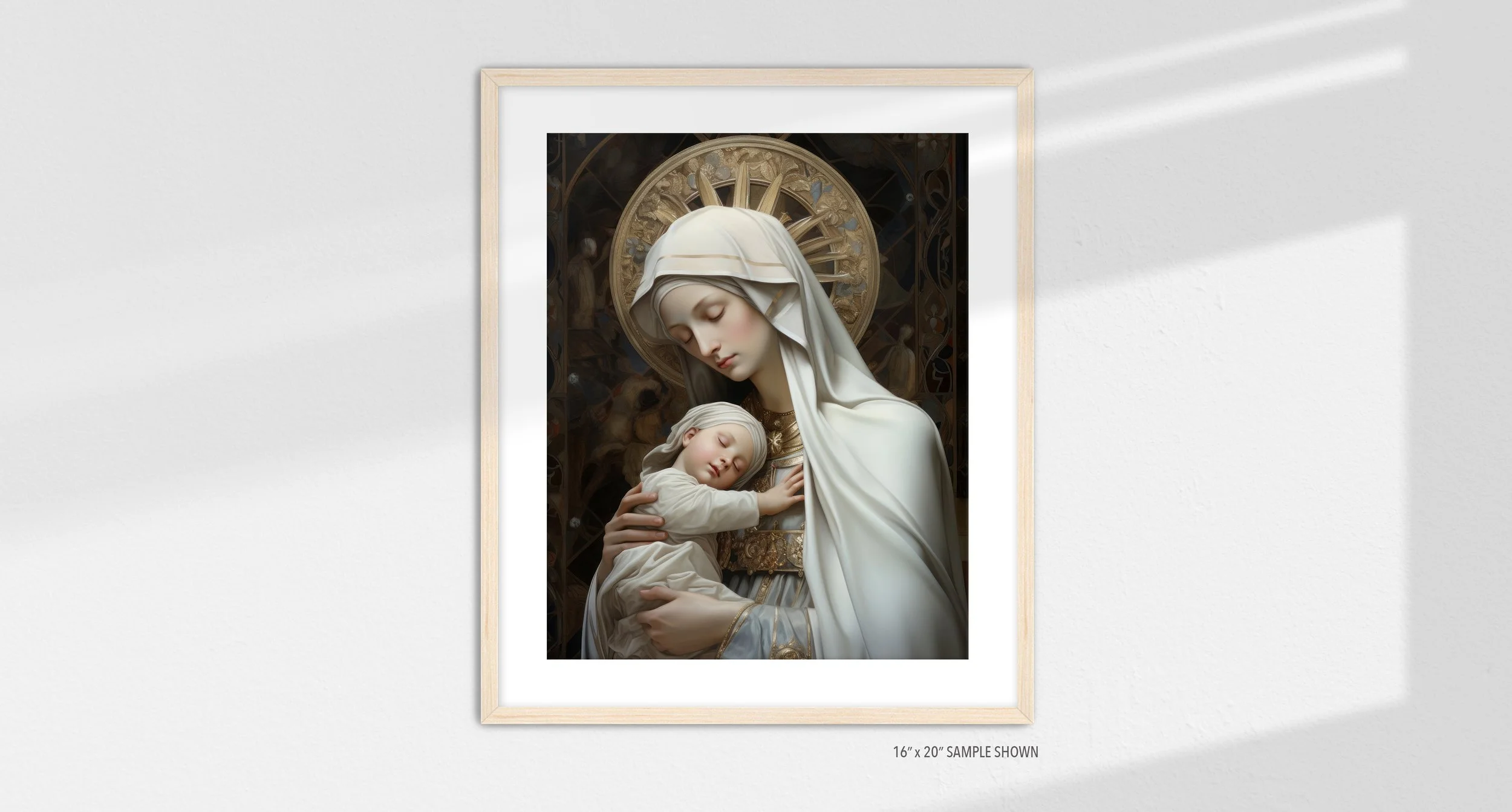 Matilda Pope 1004.P Mother Mary C-1004.P_05 Portrait Art Print Maple Frame.jpg