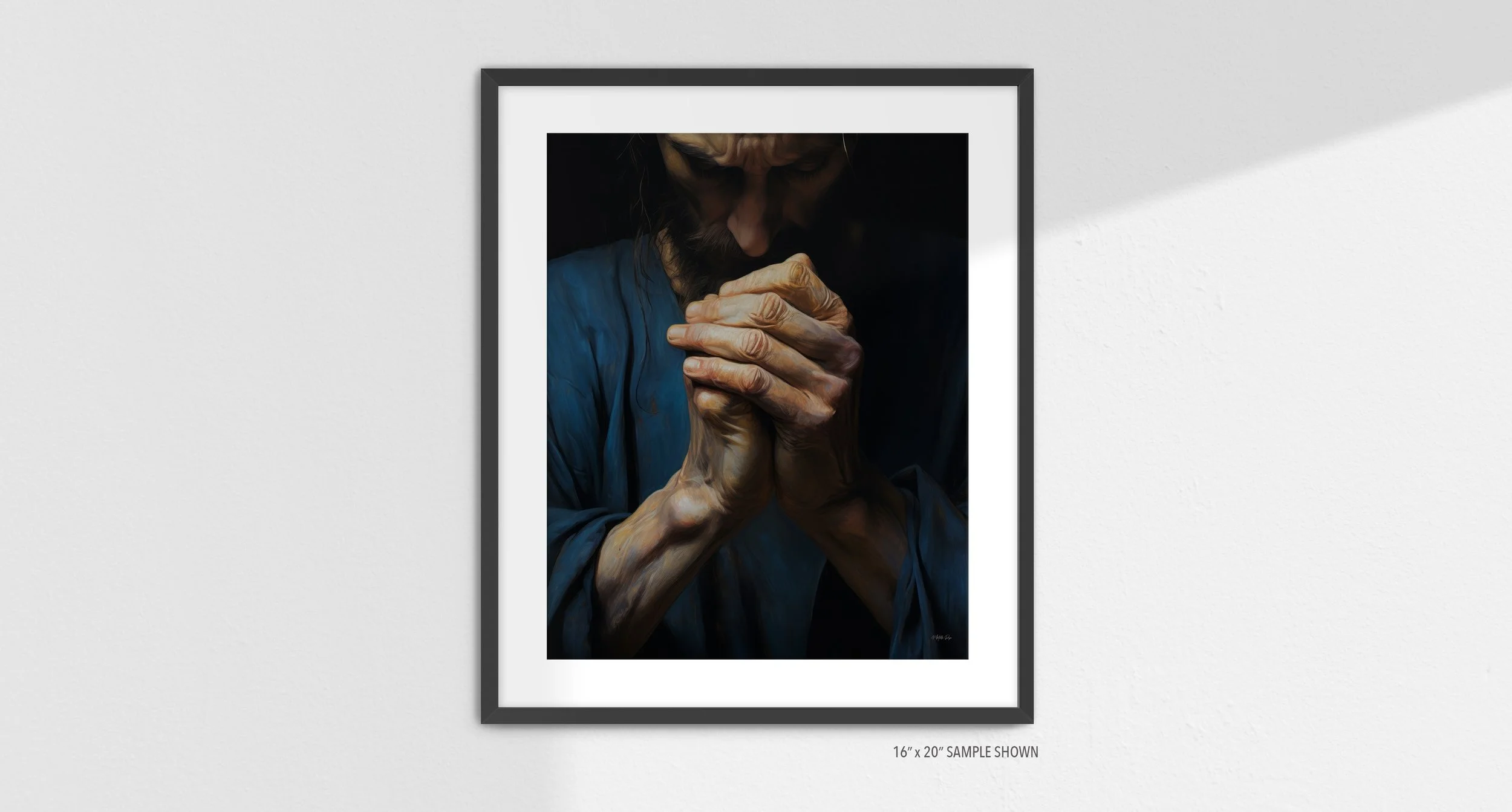 Matilda Pope 1030.P Jesus Praying C-1030.P_01 Portrait Art Print Black Frame.jpg