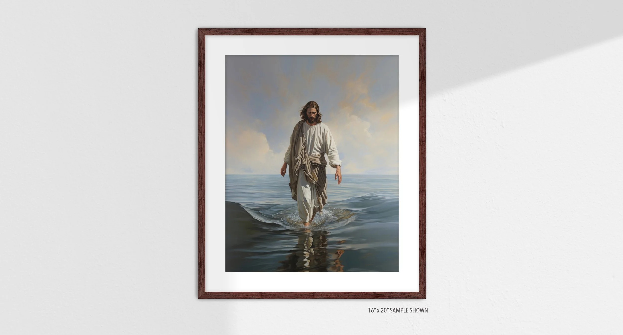 Matilda Pope 1010.P Jesus Walking on Water C-1010.P_06 Portrait Art Print Espresso Frame.jpg