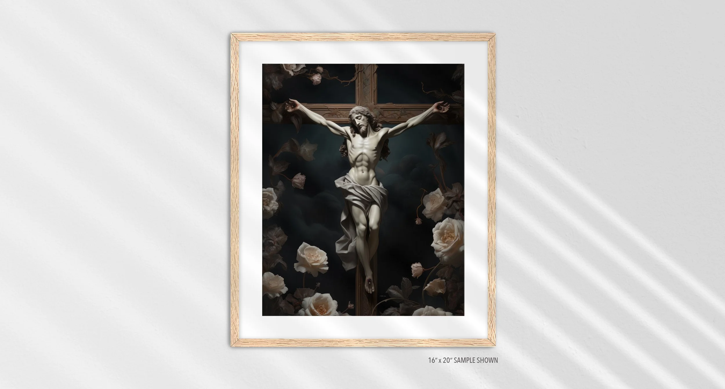 Matilda Pope 1006.P Jesus on the Cross C-1006.P_04 Portrait Art Print Oak Frame.jpg