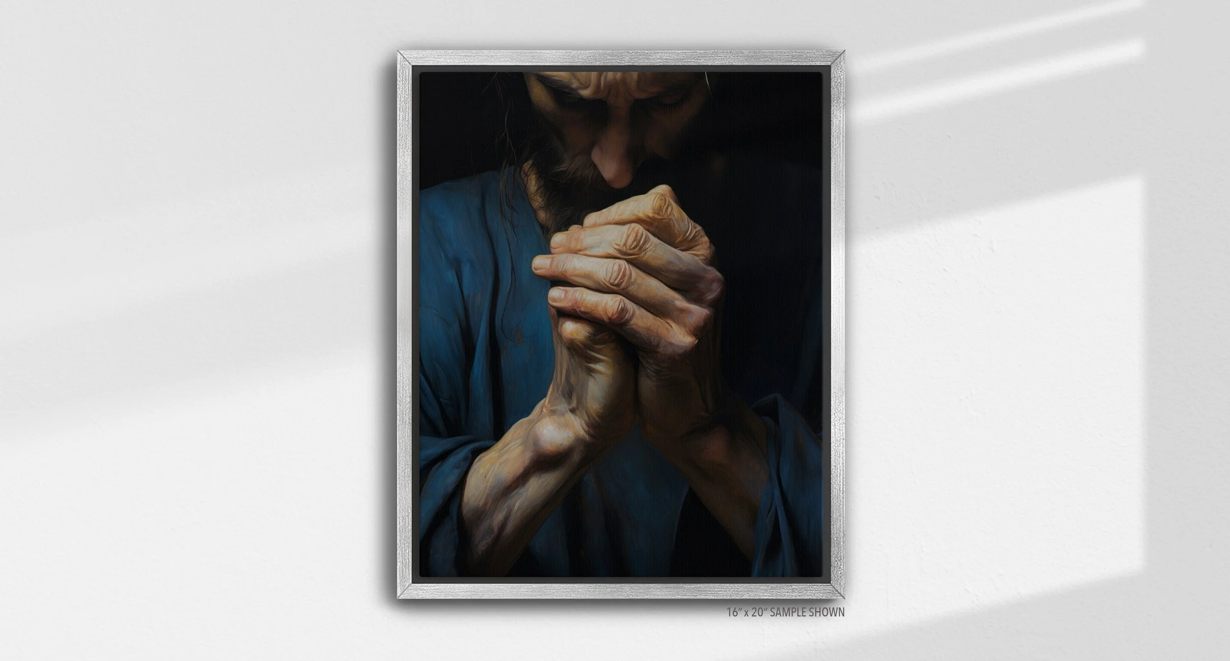 Matilda Pope Jesus Praying A-1030.P_04 Portrait Canvas Silver Frame.jpg