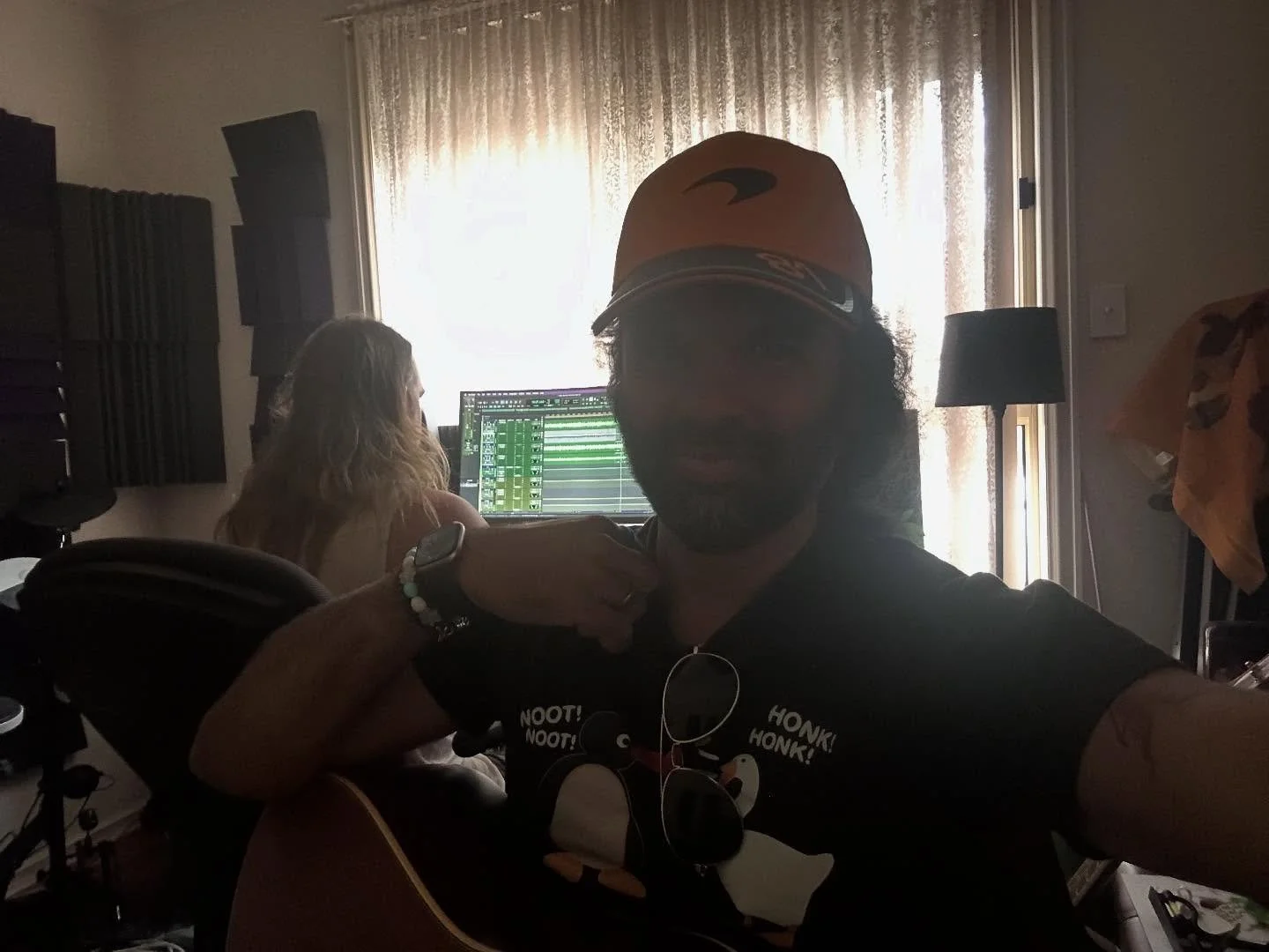 🎸✨ Last touches on the EP! Just finalising the mix for Silence as Bombs Fall Down with Brent &mdash; and yes, his greyhound is supervising 🐾🎧.

Can&rsquo;t wait for you all to hear the chaos, the calm, and everything in between. Big thanks to my f