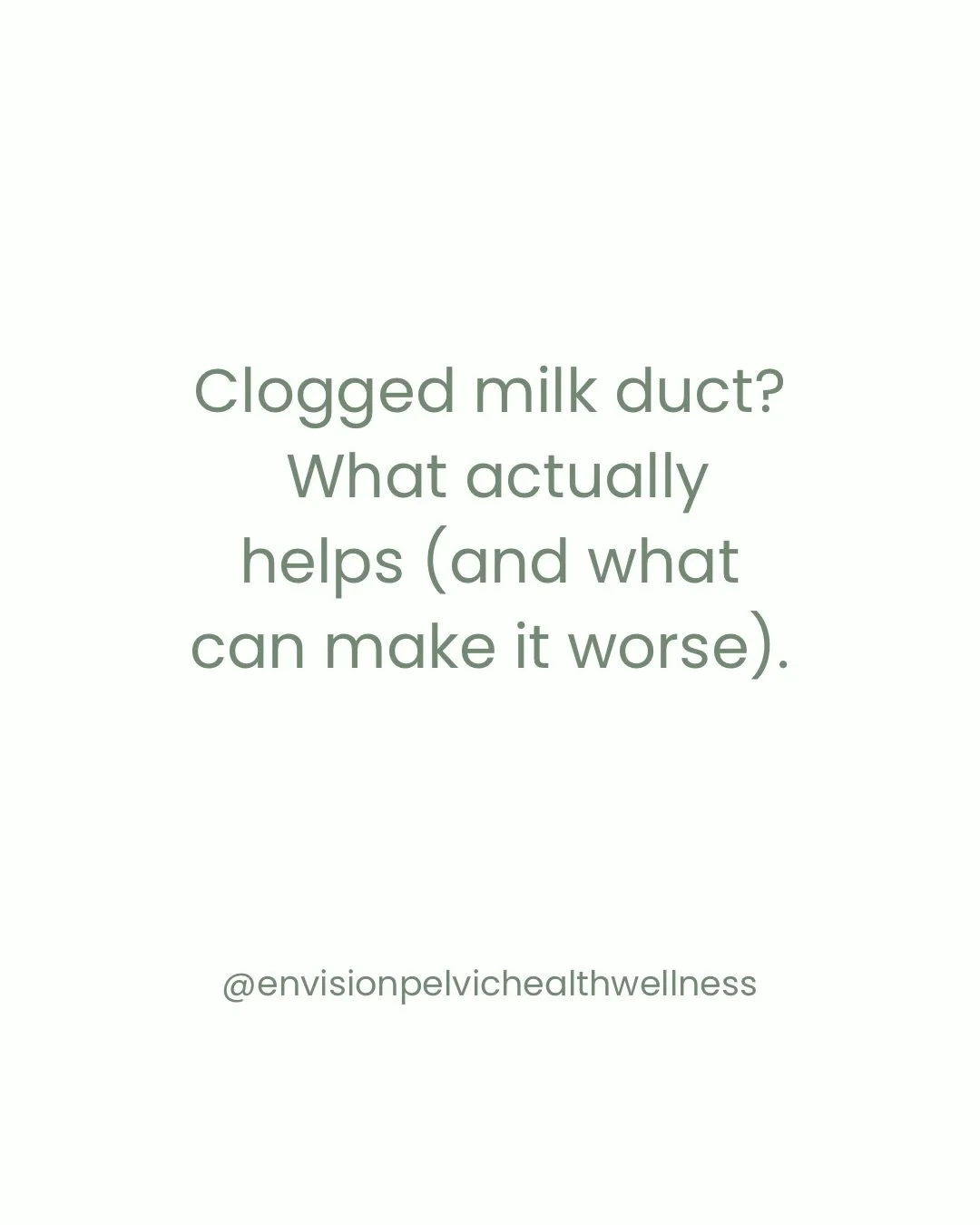How to Treat a Clogged Milk Duct Without Making It Worse

A lot of well-meaning advice for clogged milk ducts can actually make symptoms worse.

Early, evidence-based care focuses on reducing inflammation and supporting milk flow gently.

At Envision