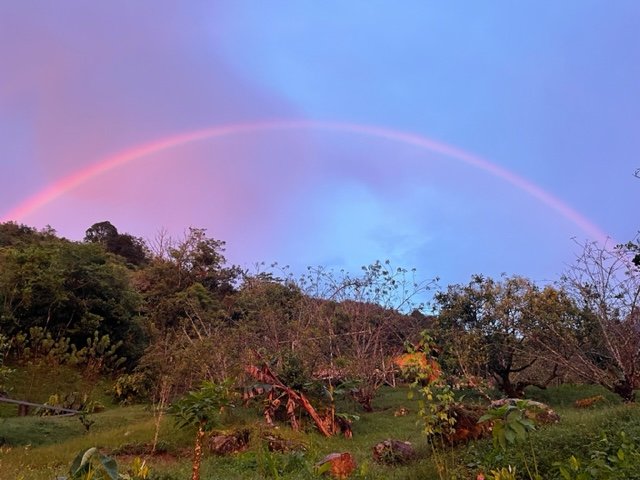 A rainbow over the farm in Costa Rica