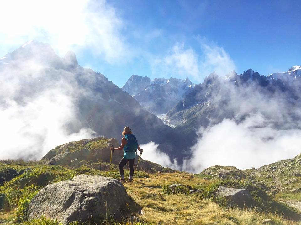 My momma looking out on the Swiss Alps
