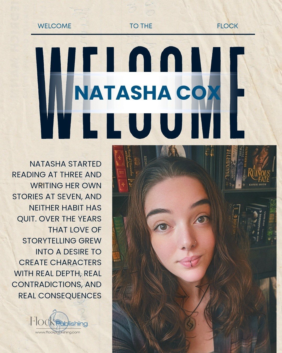 🦩🦩Welcome Natasha Cox to the Flock🦩🦩

We're so excited to build our Fantasy library up with author Natasha Cox's Ashes of Fate.

More details will be unveiled later but help welcome Natasha!

Natasha started reading at three and writing her own s