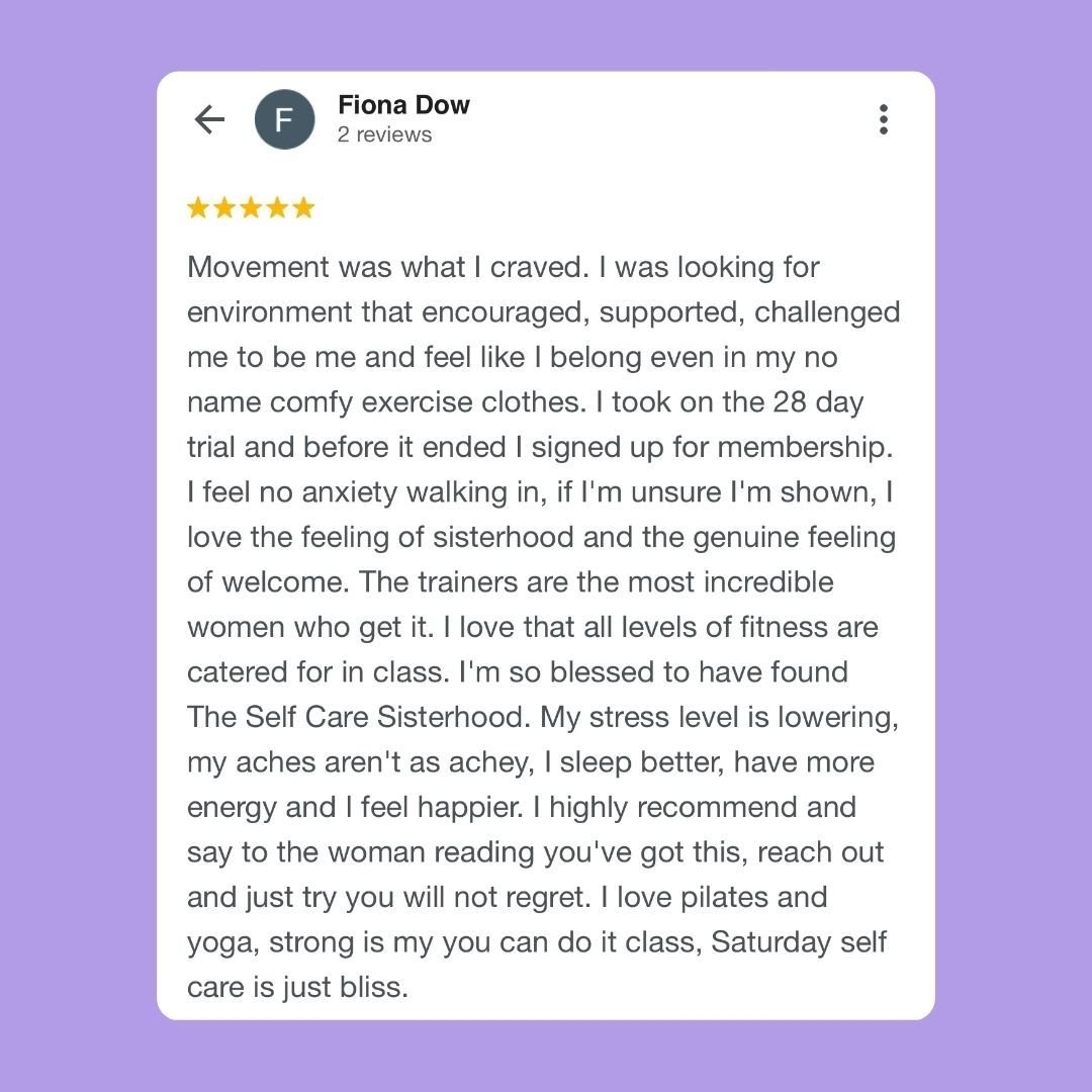 We ❤️ love notes from our members 💕💕

Our big mission is helping our members feel seen, heard and supported whilst empowering them to take personal responsibility towards their goals 💕🥰Thank you Fiona for your beautiful review! 💕

Wanna try us o