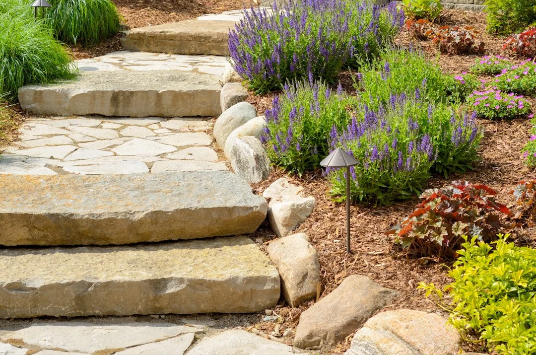 natural stone steps with flagstone path.JPG