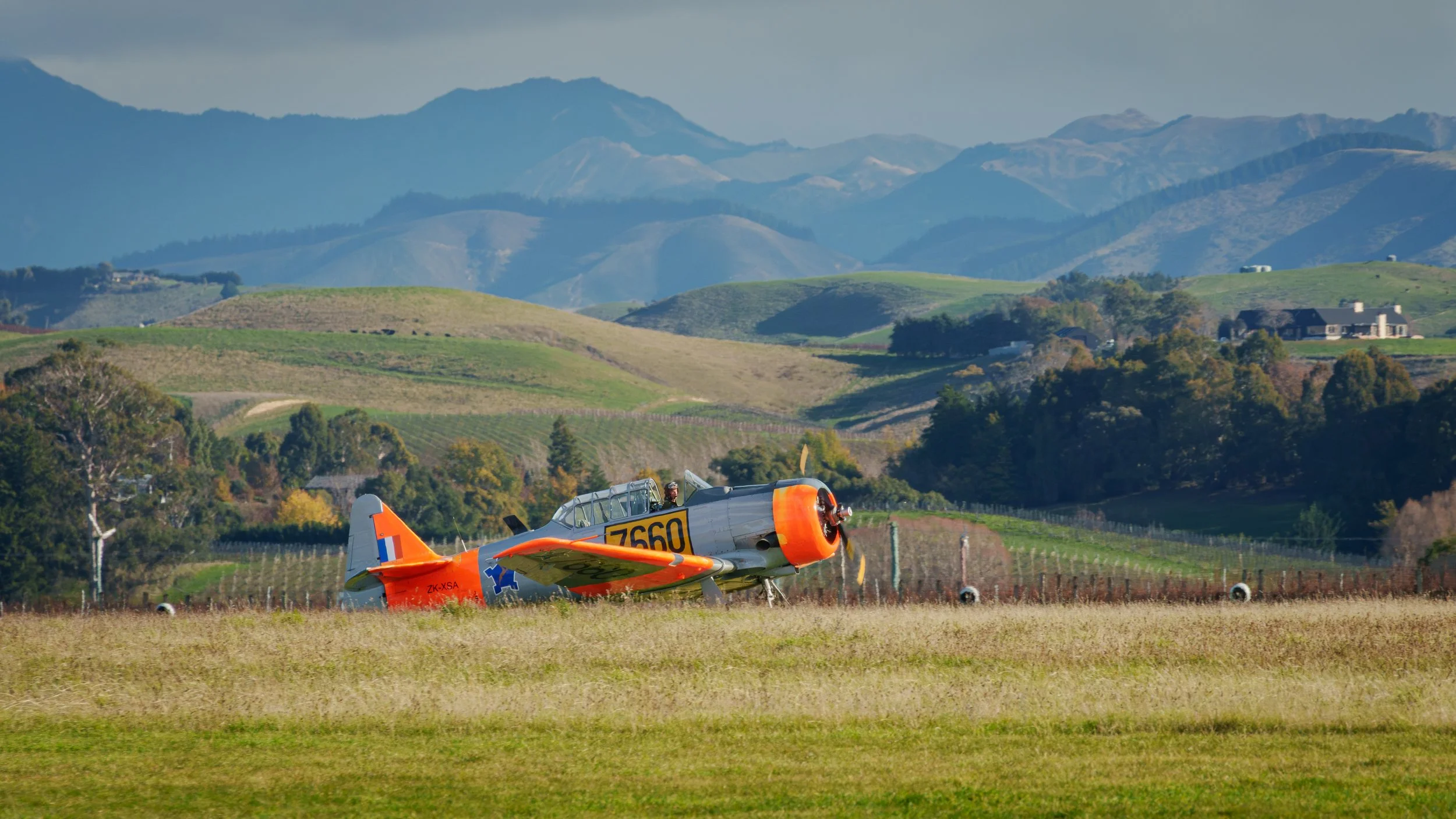 A Harvard that had just landed at Omaka Airfield