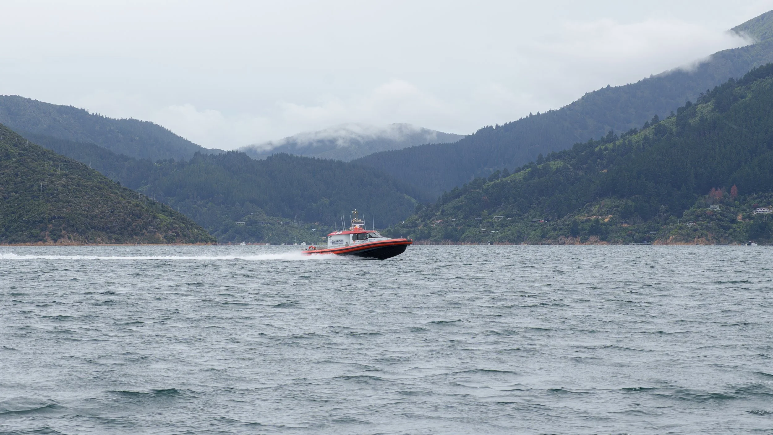 The coastguard boat heading back to port after an exercise